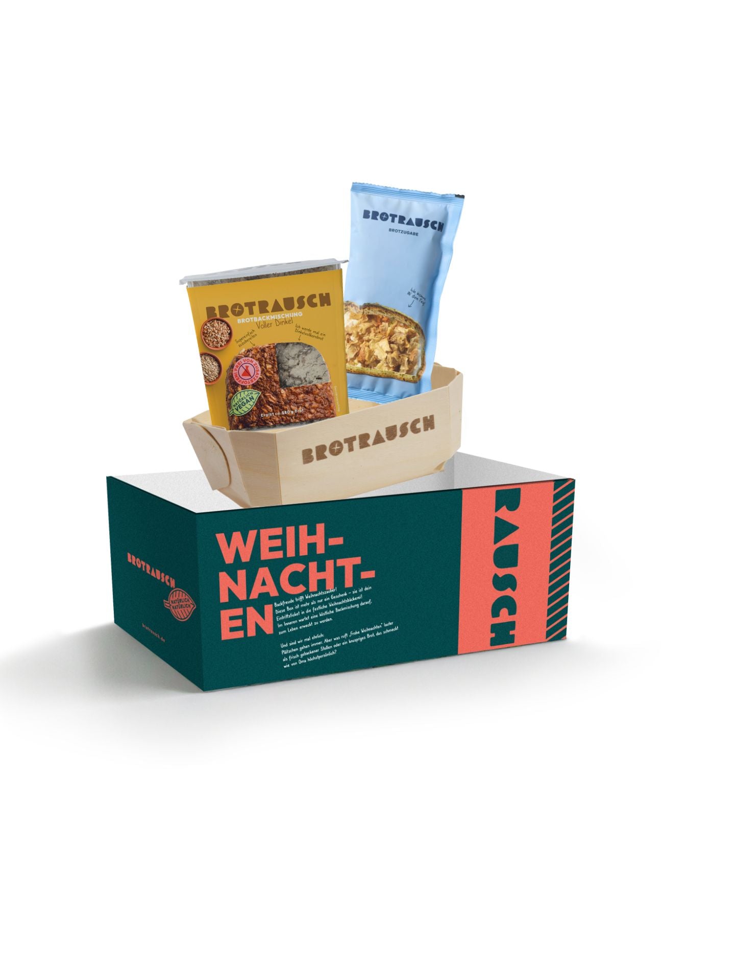 Weihnachten Geschenkbox S mit 1x Brotbackmischung (Voller Dinkel - Körnerbrot)