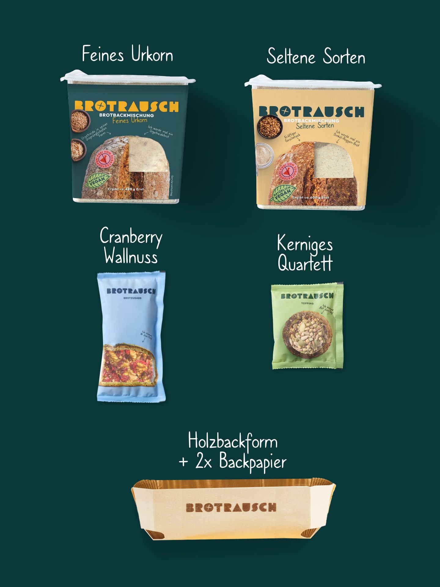 Weihnachten Geschenkbox M mit 2x Brotbackmischungen (Feines Urkorn & Seltene Sorten)