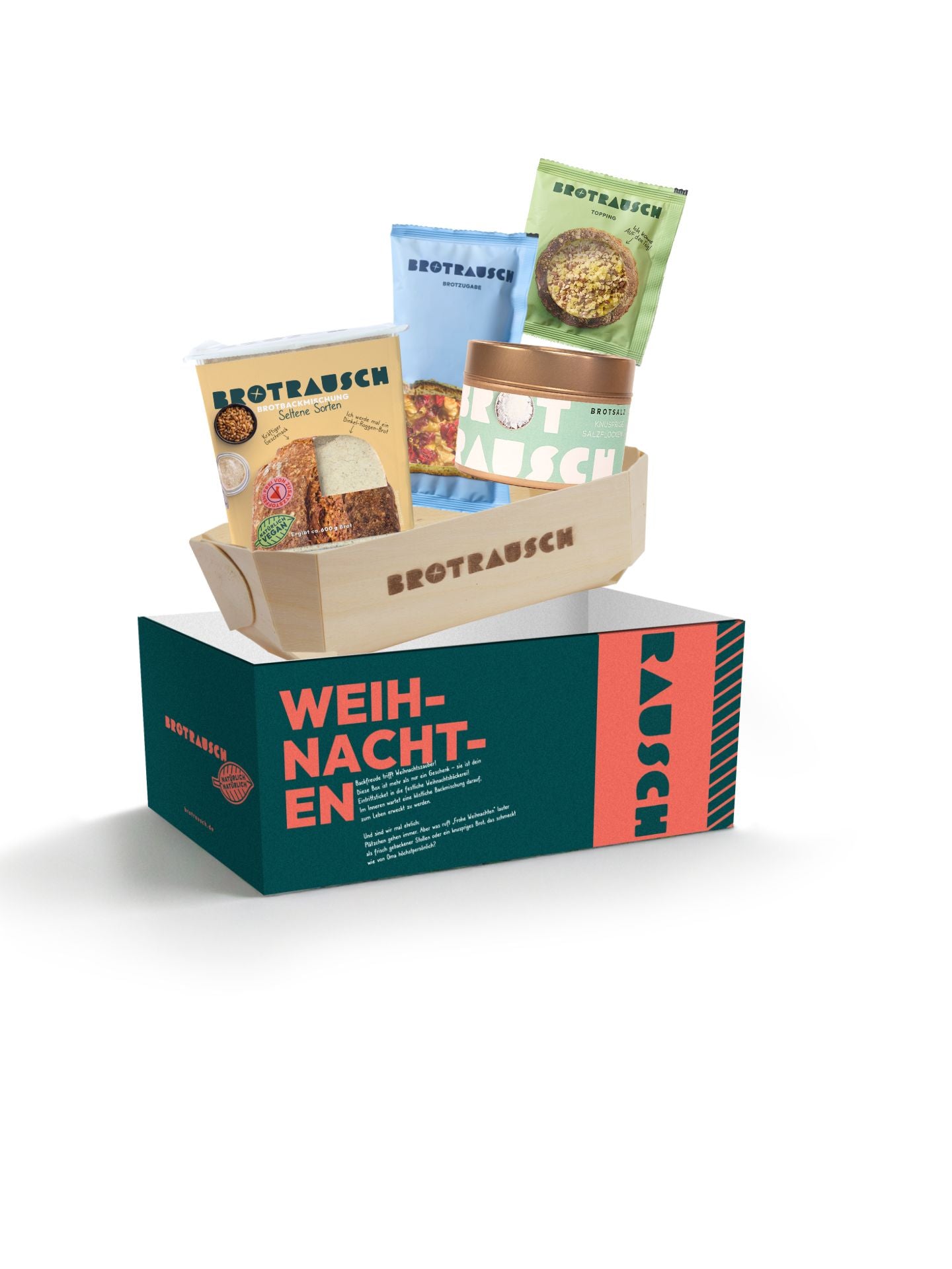 Weihnachten Geschenkbox M mit 1x Brotbackmischung & Stullensalz Avocado
