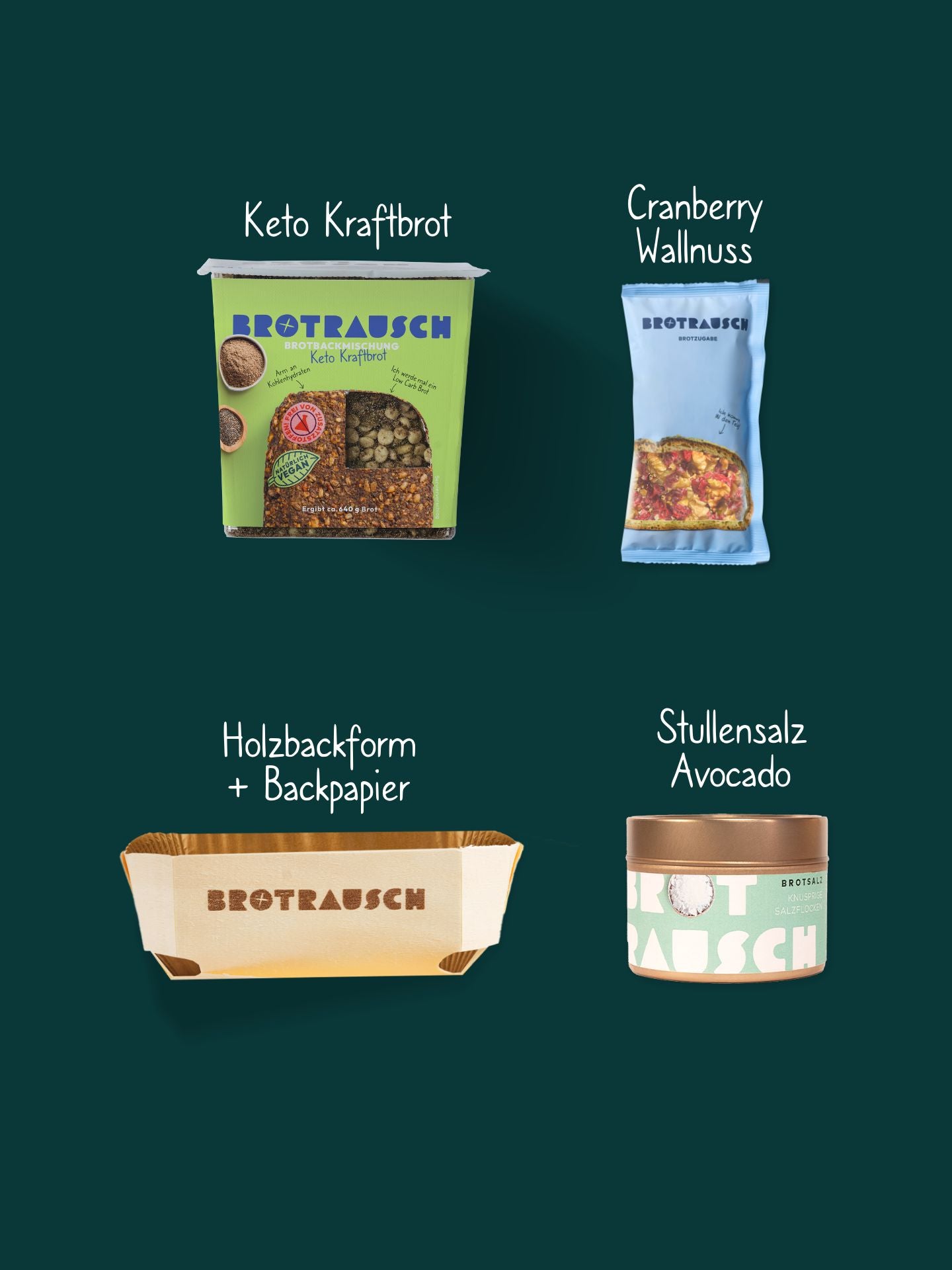 Weihnachten Geschenkbox M mit 1x Brotbackmischung (ohne Gluten) & Stullensalz Avocado