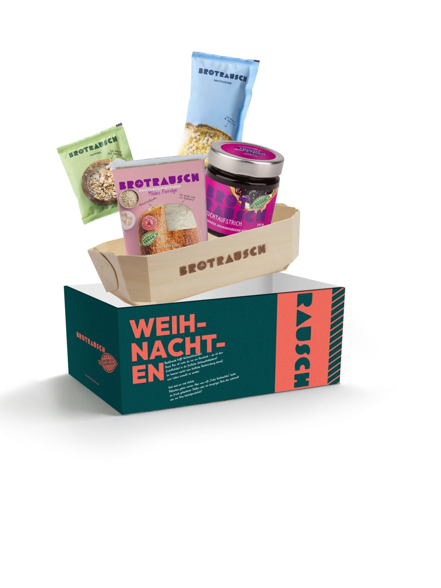 Weihnachten Geschenkbox M mit 1x Brotbackmischung & Fruchtaufstrich