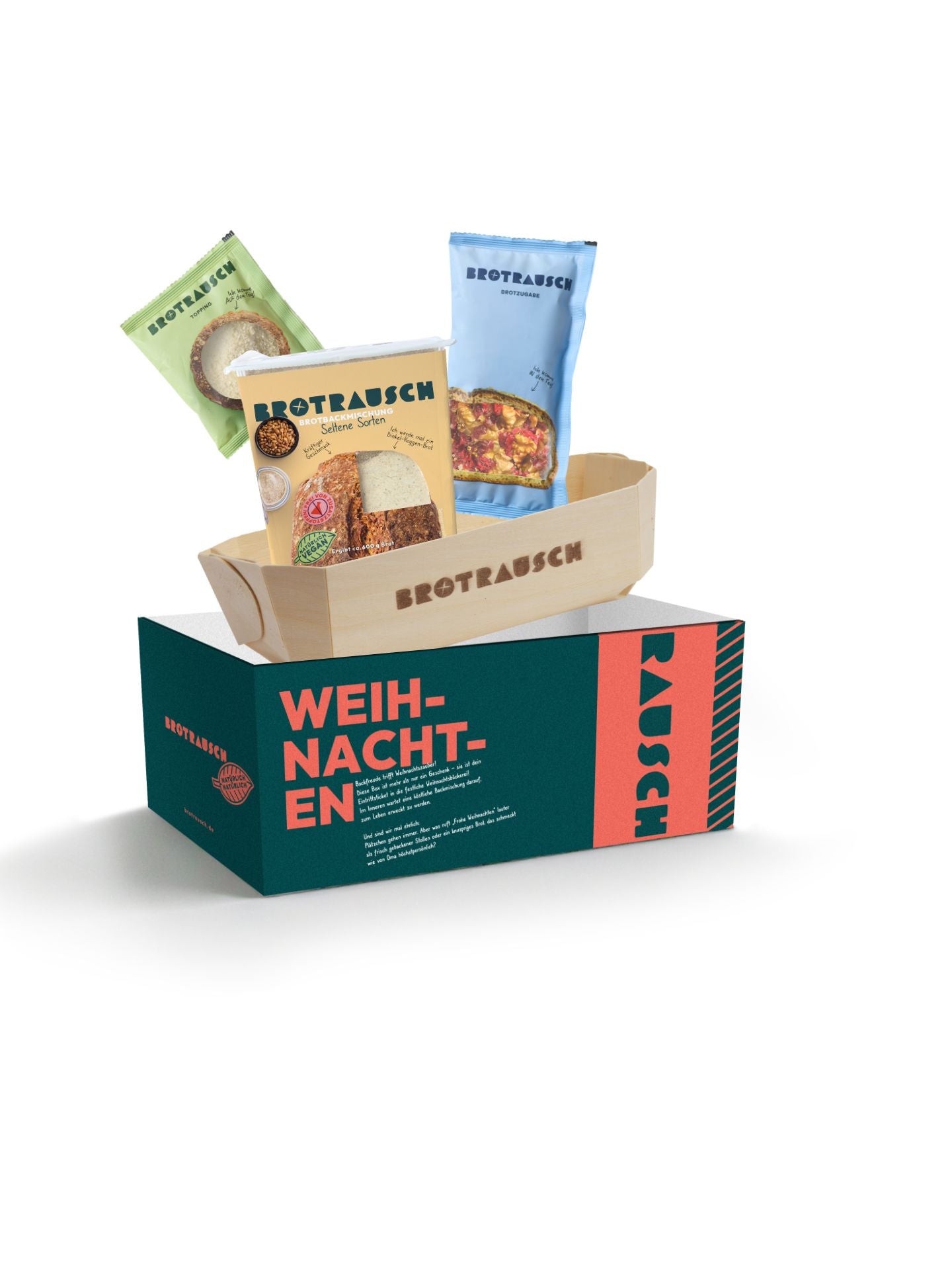 Weihnachten Geschenkbox S mit 1x Brotbackmischung (Dinkel-Roggen - Seltene Sorten)