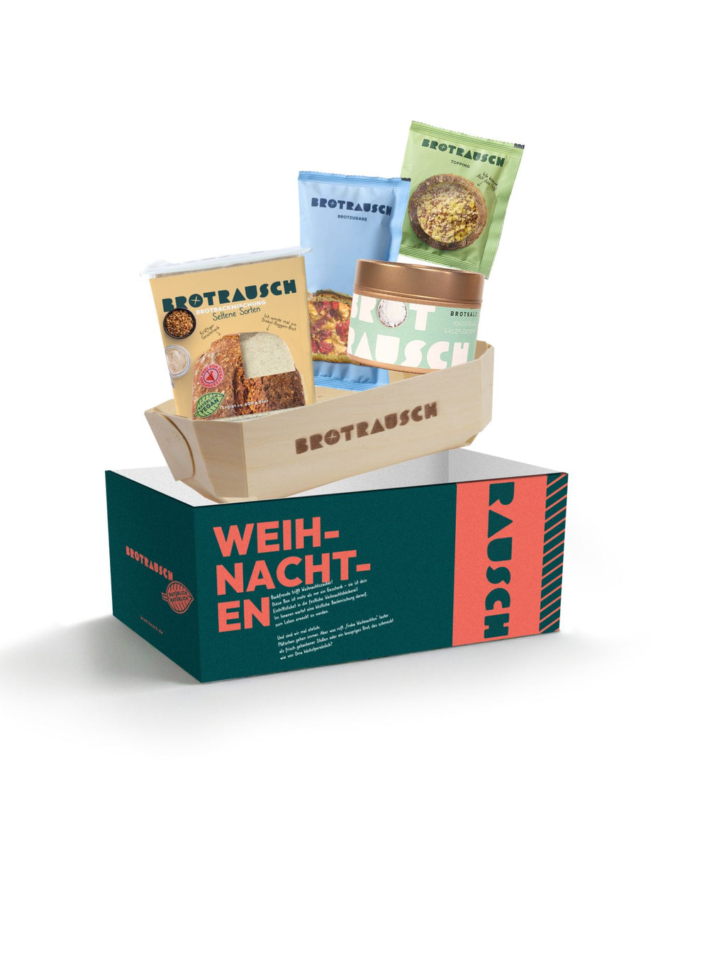 Weihnachten Geschenkbox M mit 1x Brotbackmischung & Stullensalz Avocado