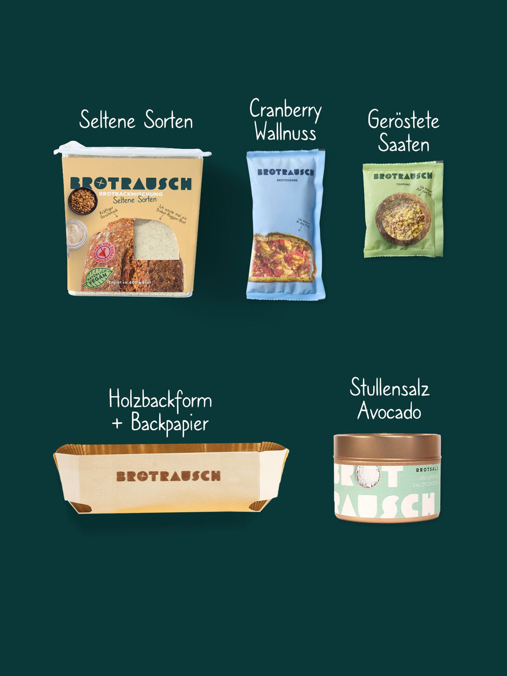 Weihnachten Geschenkbox M mit 1x Brotbackmischung & Stullensalz Avocado