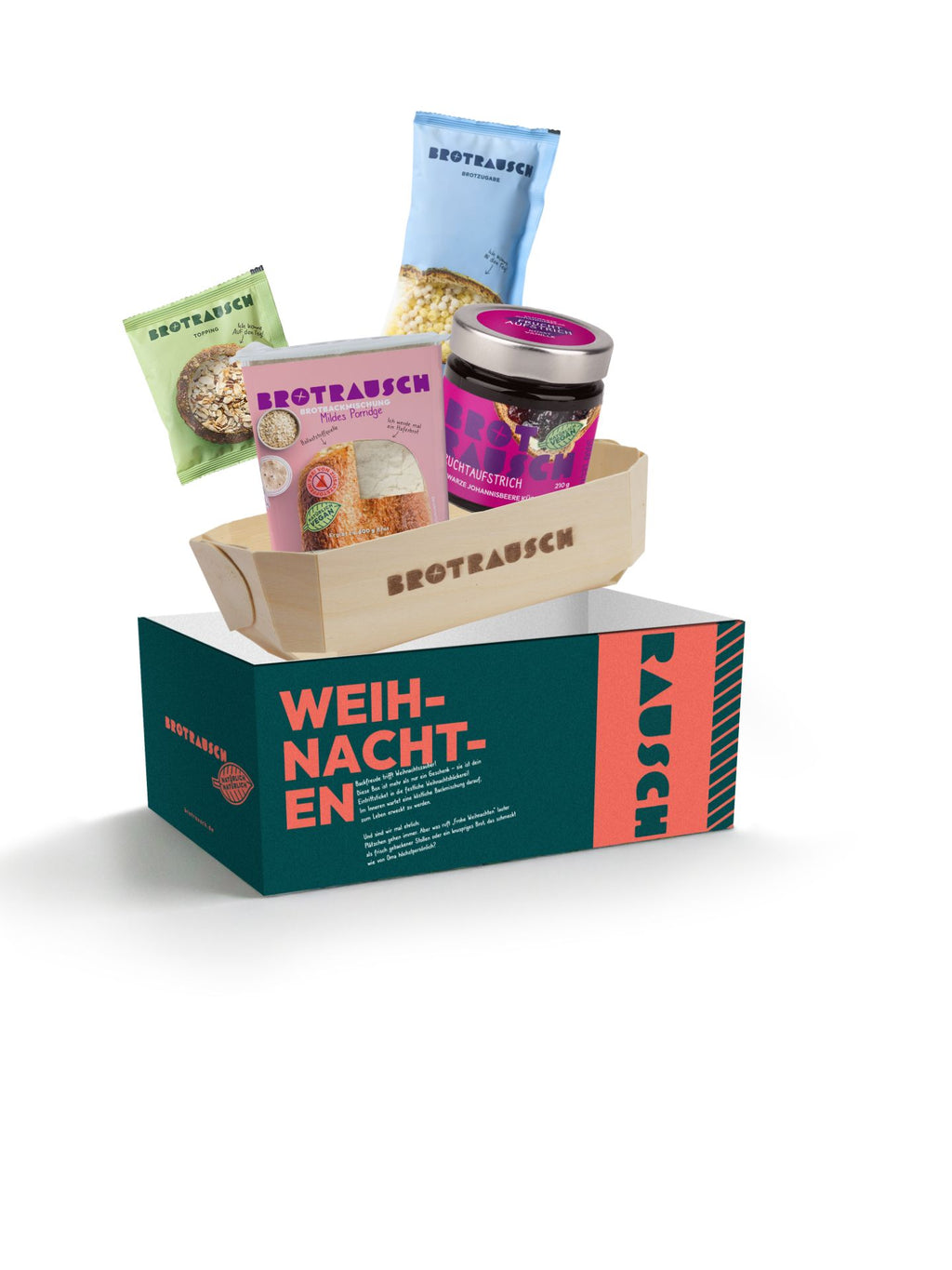 Weihnachten Geschenkbox M mit 1x Brotbackmischung & Fruchtaufstrich