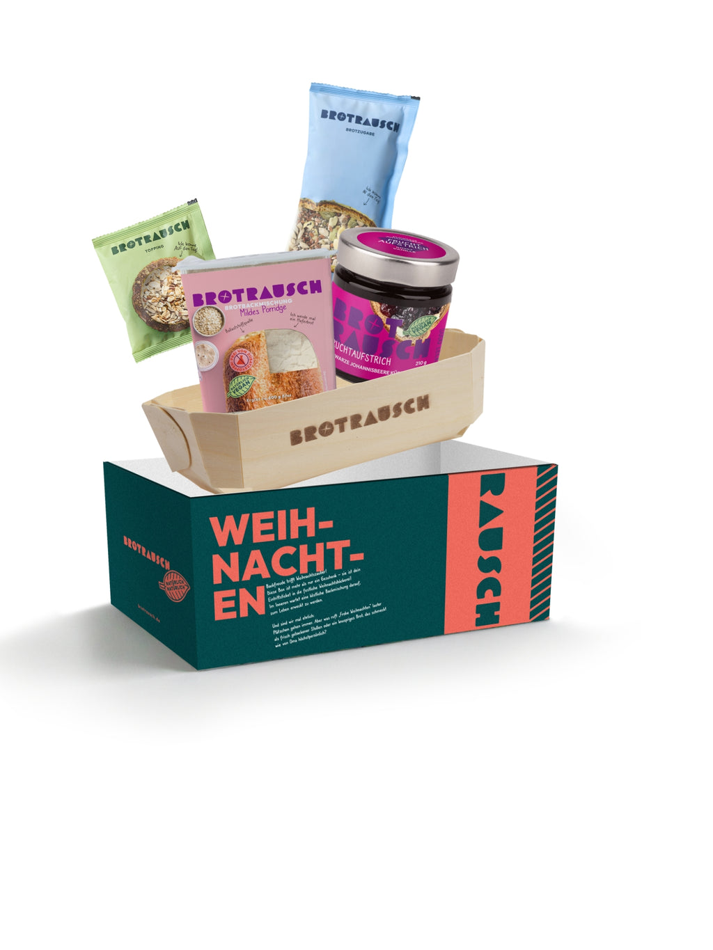 Weihnachten Geschenkbox M mit 1x Brotbackmischung & Fruchtaufstrich