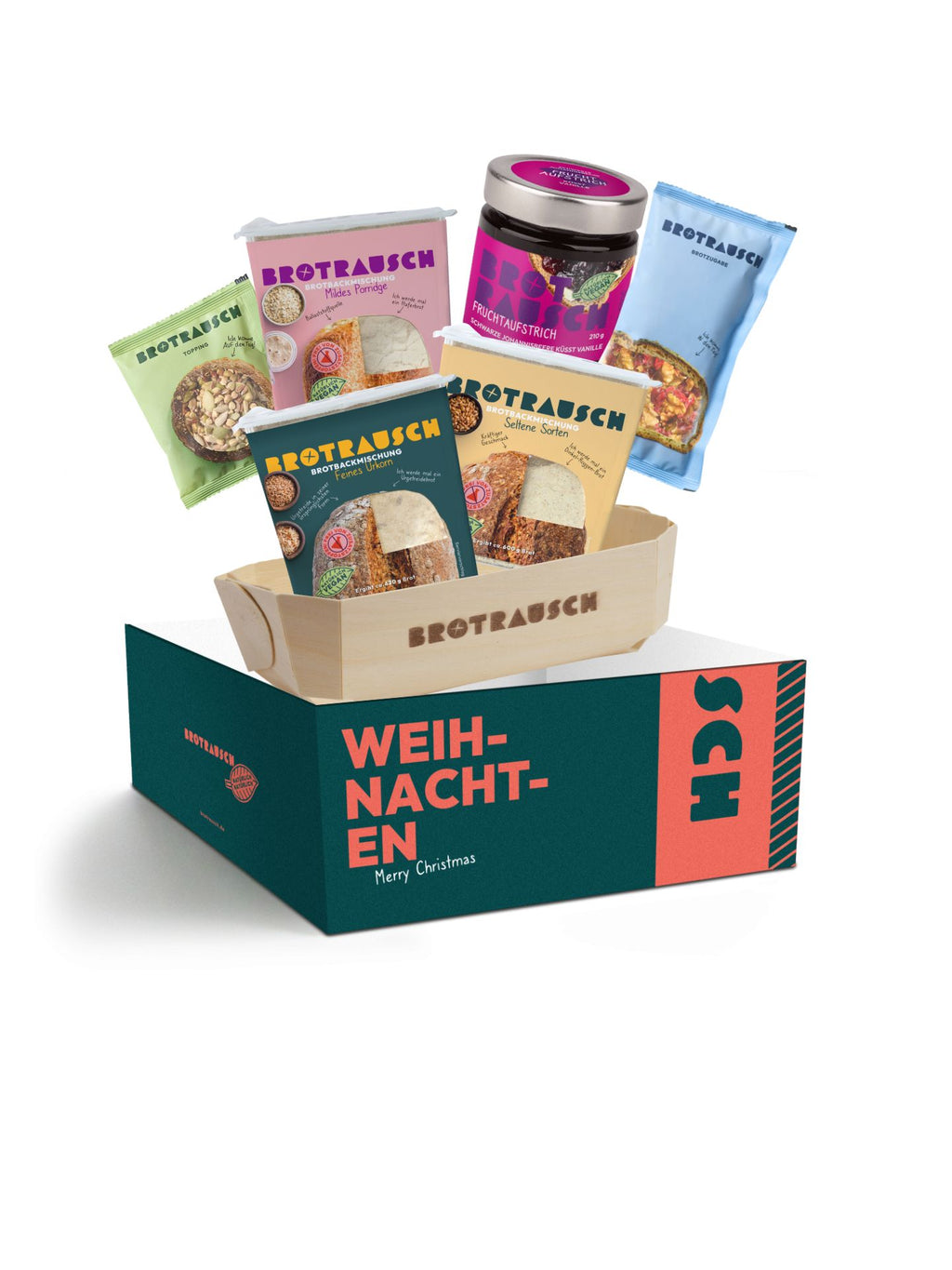 Weihnachten Geschenkbox L mit 3x Brotbackmischung & Fruchtaufstrich