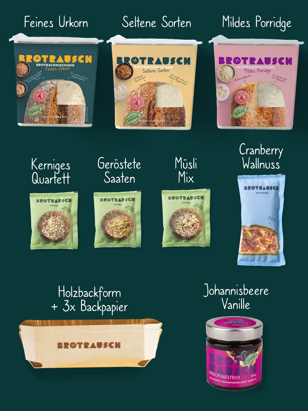 Weihnachten Geschenkbox L mit 3x Brotbackmischung & Fruchtaufstrich