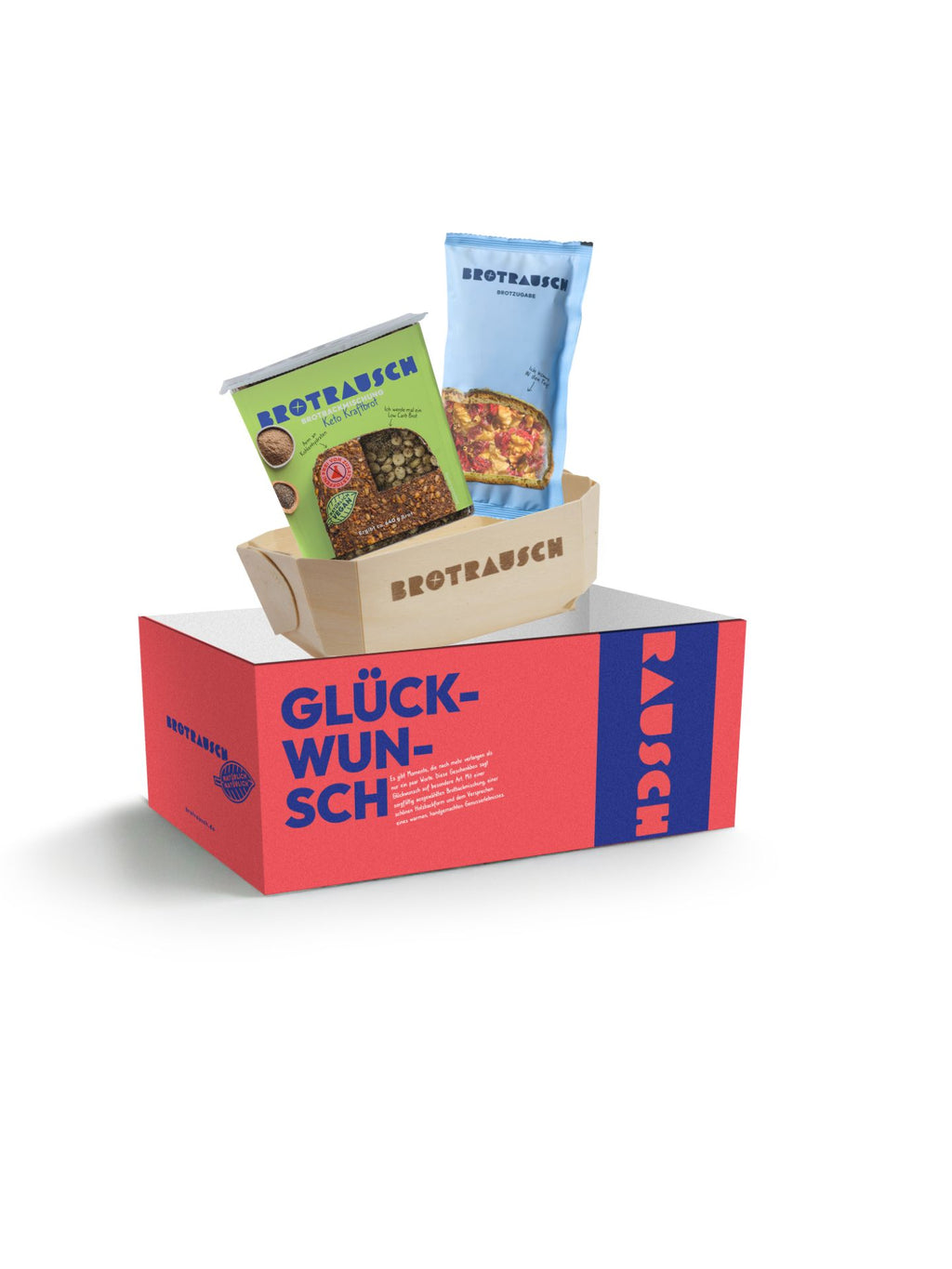 Glückwunsch Geschenkbox S mit 1x Brotbackmischung (Keto - ohne Gluten)