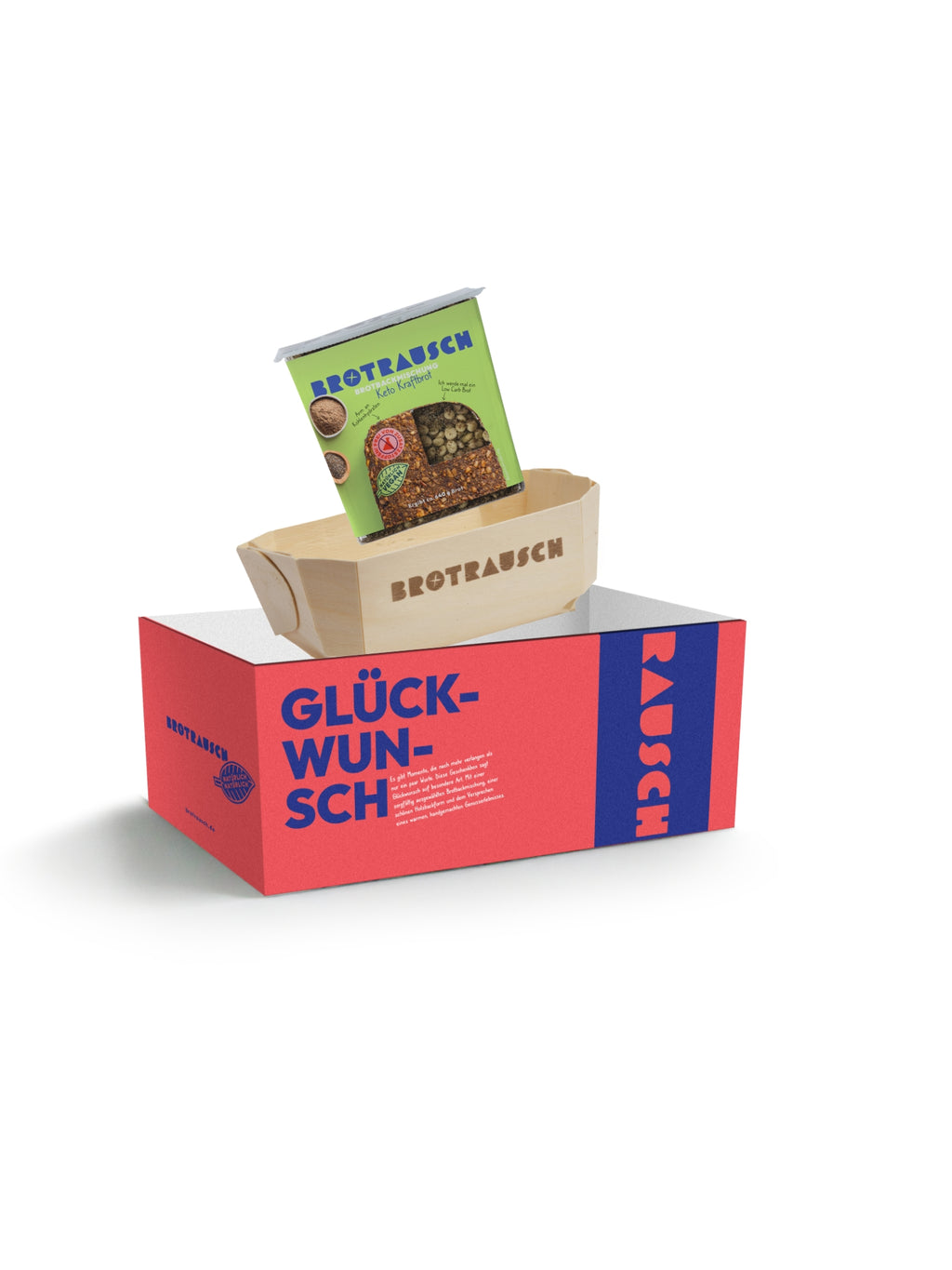 Glückwunsch Geschenkbox S mit 1x Brotbackmischung (Keto - glutenfrei)