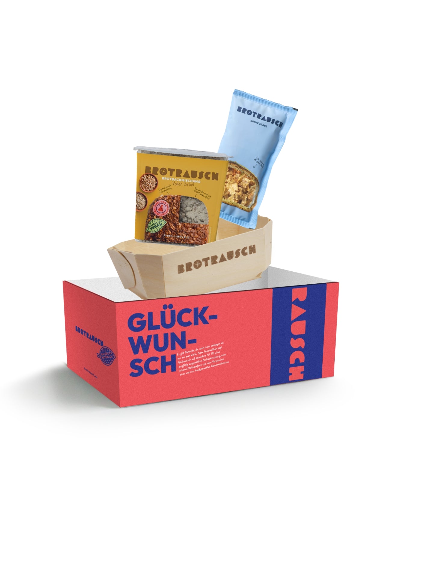 Glückwunsch Geschenkbox S mit 1x Brotbackmischung (Voller Dinkel)