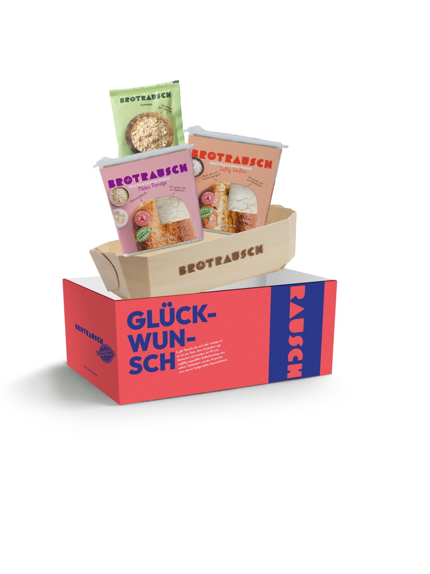Glückwunsch Geschenkbox M mit 2x Brotbackmischungen