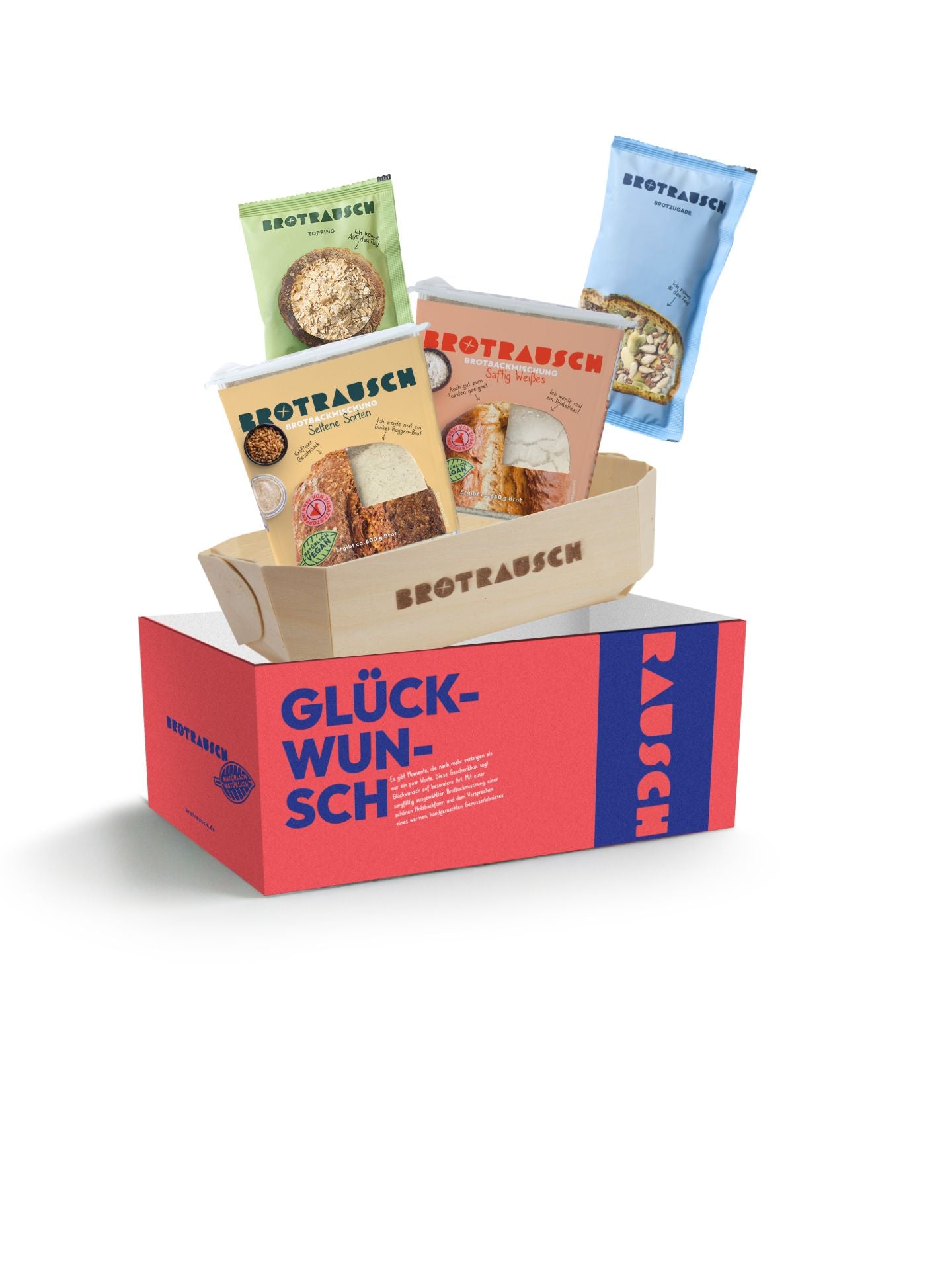 Glückwunsch Geschenkbox M mit 2x Brotbackmischungen