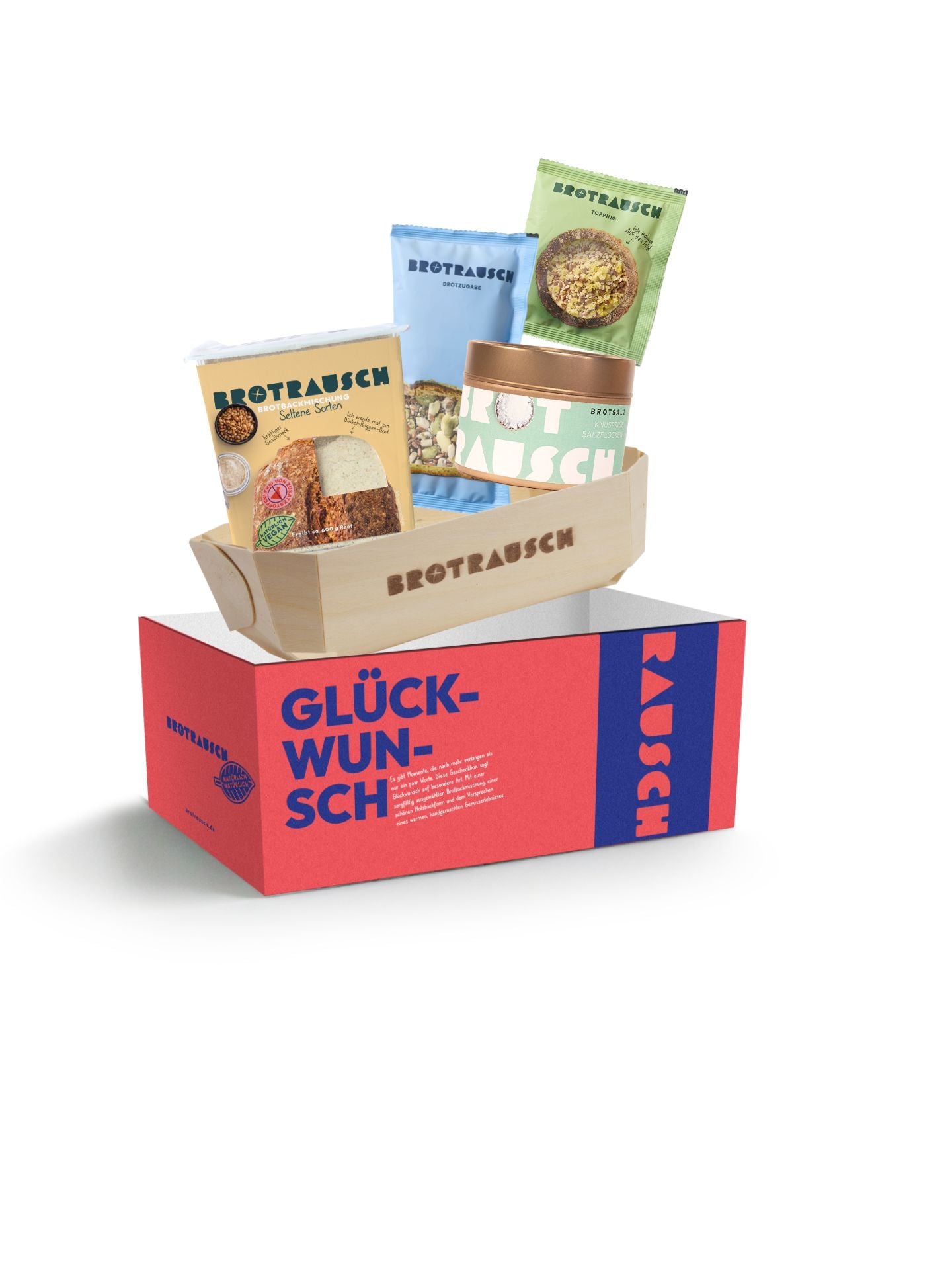 Glückwunsch Geschenkbox M mit 1x Brotbackmischung & Stullensalz Gartenkräuter