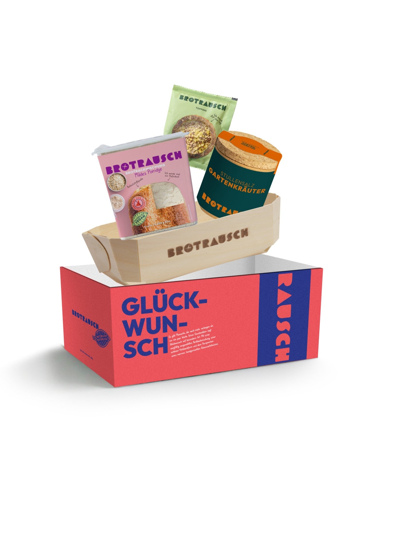 Glückwunsch Geschenkbox M mit 1x Brotbackmischung & Stullensalz Gartenkräuter