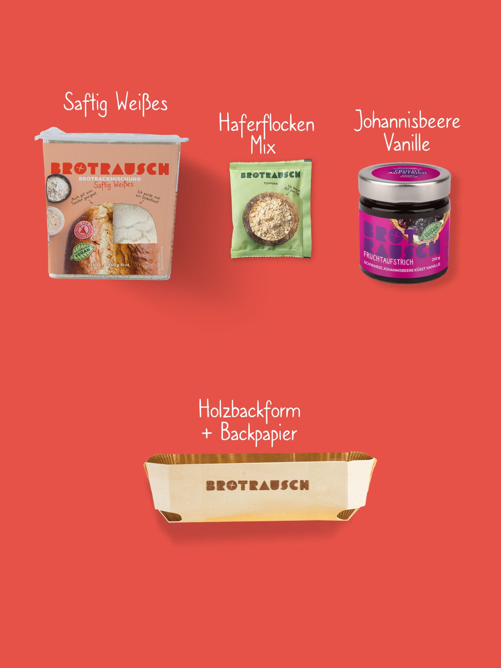 Glückwunsch Geschenkbox M mit 1x Brotbackmischung und Fruchtaufstrich