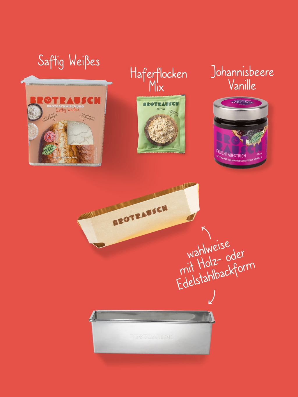 Glückwunsch Geschenkbox M mit 1x Brotbackmischung und Fruchtaufstrich