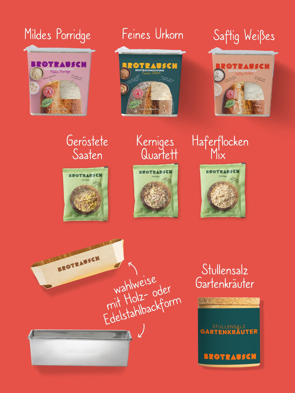 Glückwunsch Geschenkbox L mit 3x Brotbackmischung & Stullensalz Gartenkräuter