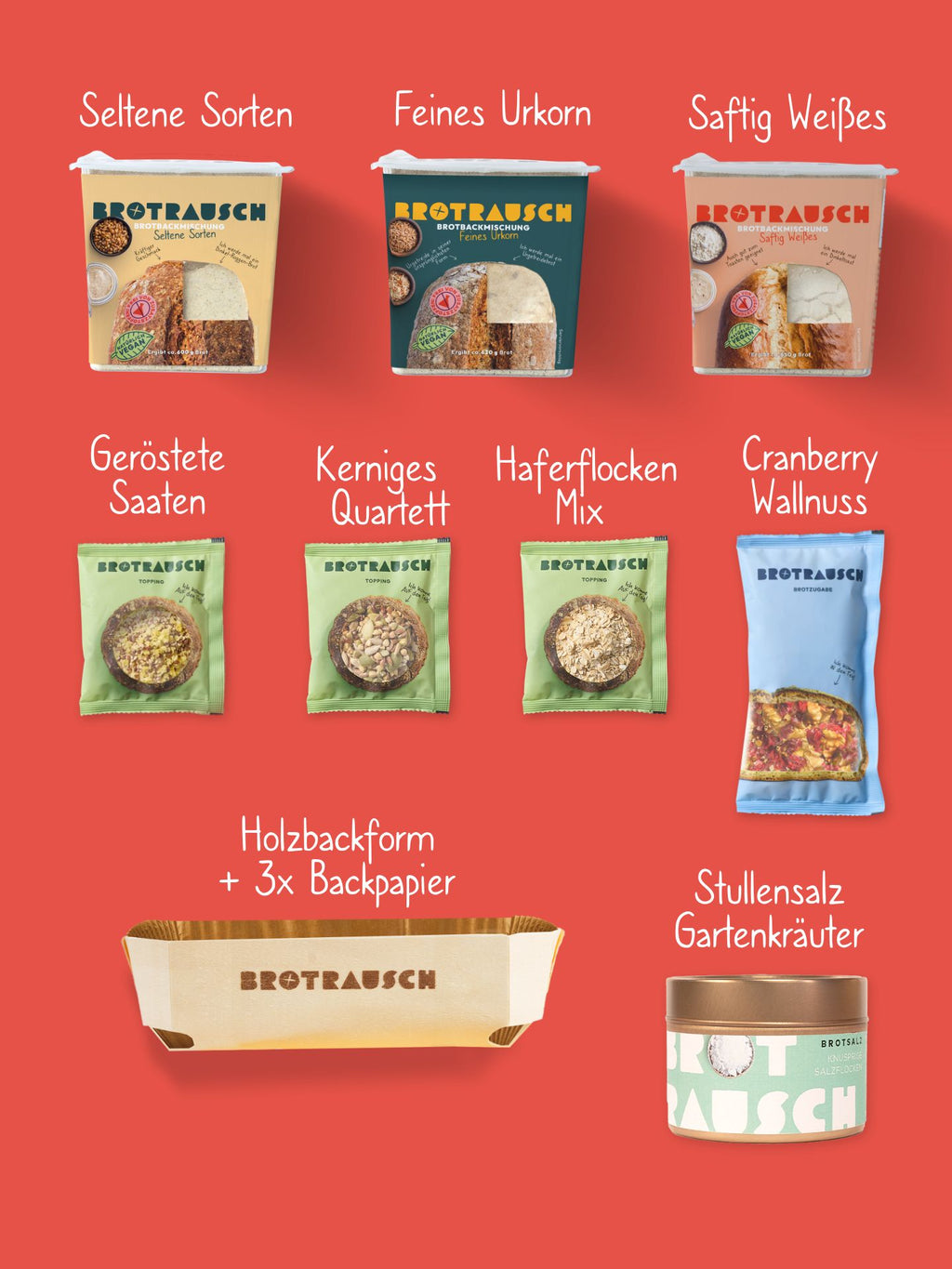 Glückwunsch Geschenkbox L mit 3x Brotbackmischung & Stullensalz Gartenkräuter