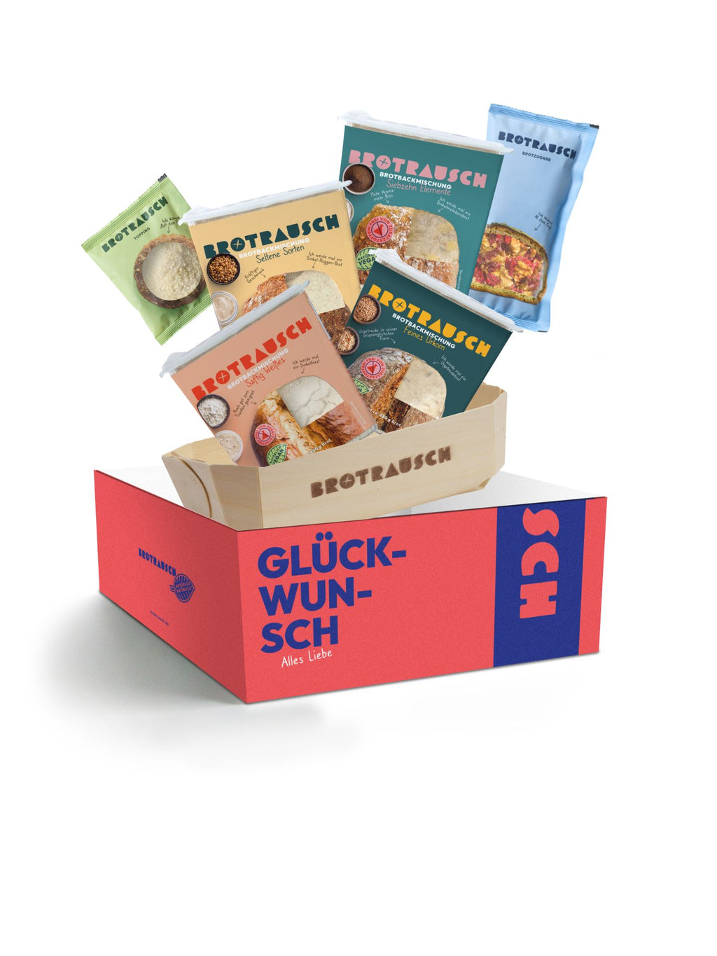 Glückwunsch Geschenkbox L mit 4x Brotbackmischung