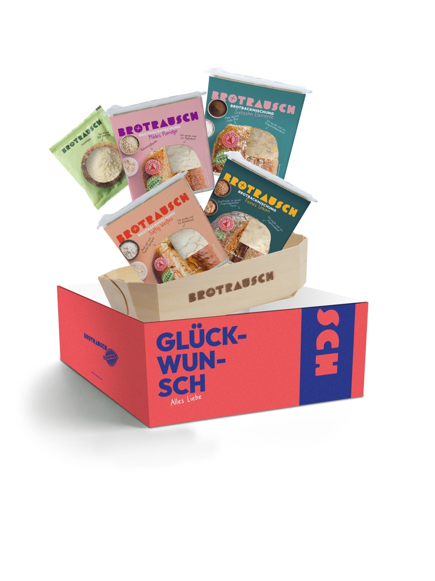Glückwunsch Geschenkbox L mit 4x Brotbackmischung