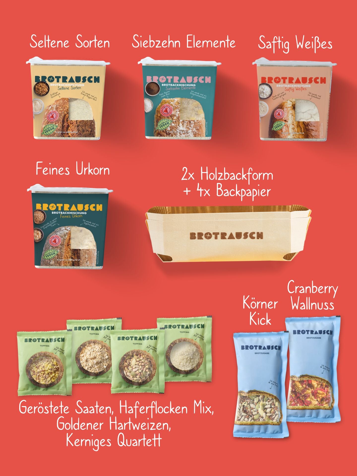 Glückwunsch Geschenkbox L mit 4x Brotbackmischung