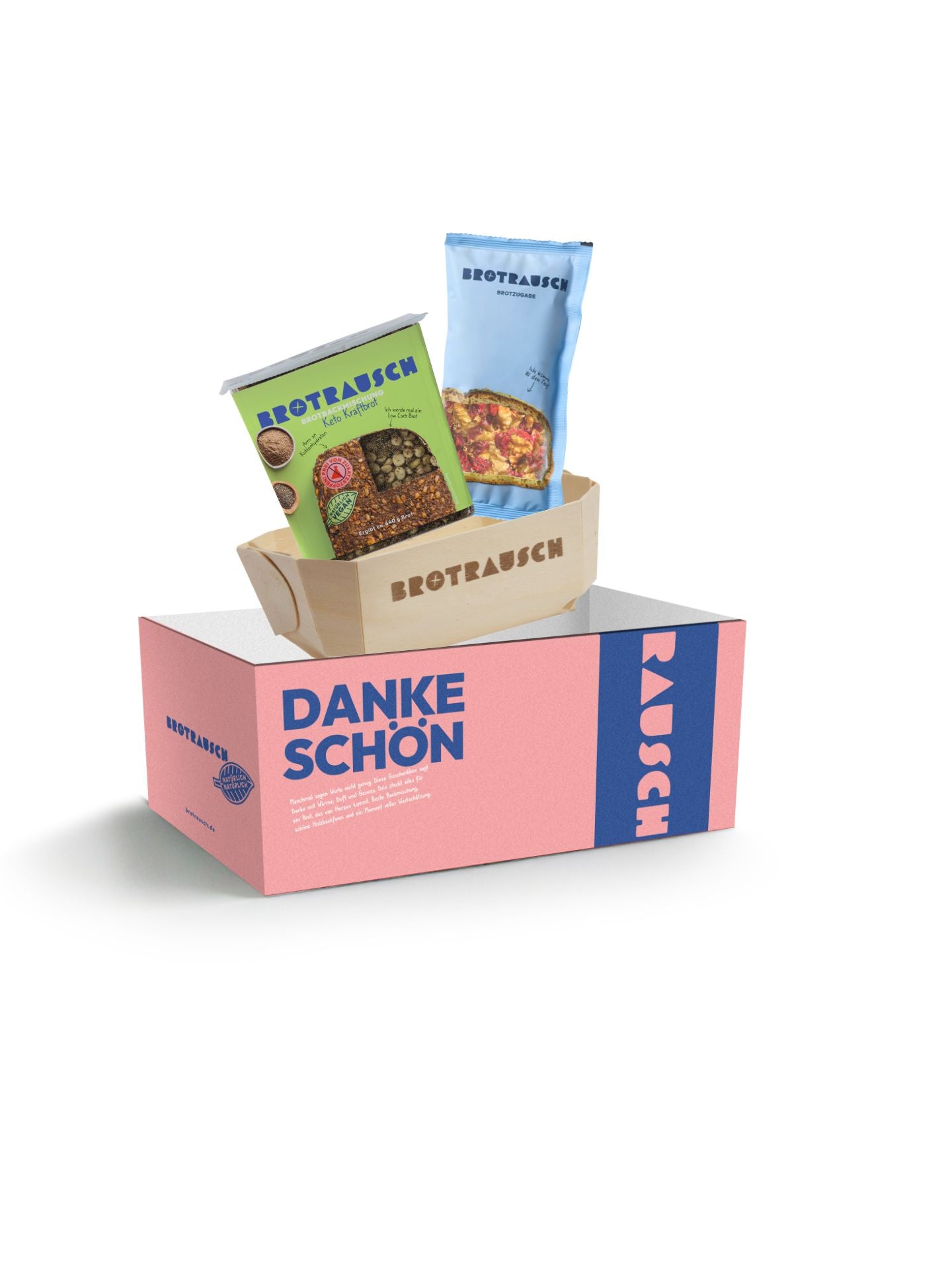 Dankeschön Geschenkbox S mit 1x Brotbackmischung (Keto - ohne Gluten)