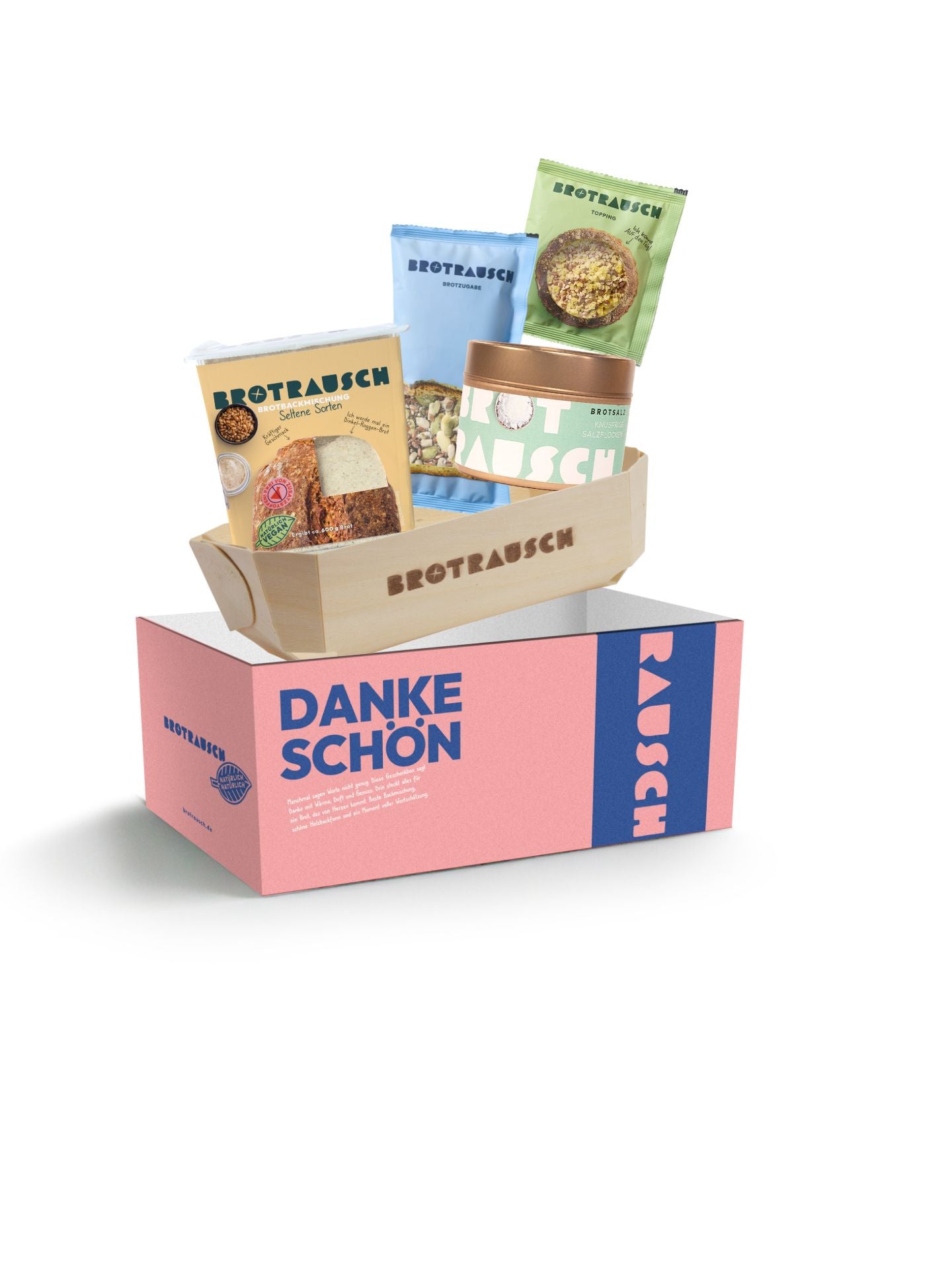 Dankeschön Geschenkbox M mit 1x Brotbackmischung & Stullensalz Gartenkräuter