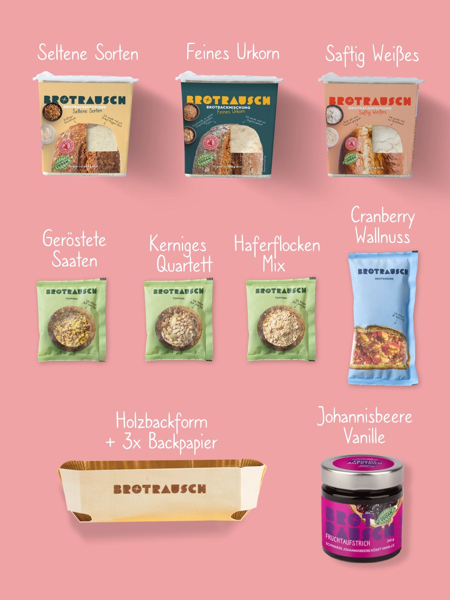 Dankeschön Geschenkbox L mit 3x Brotbackmischung & Fruchtaufstrich