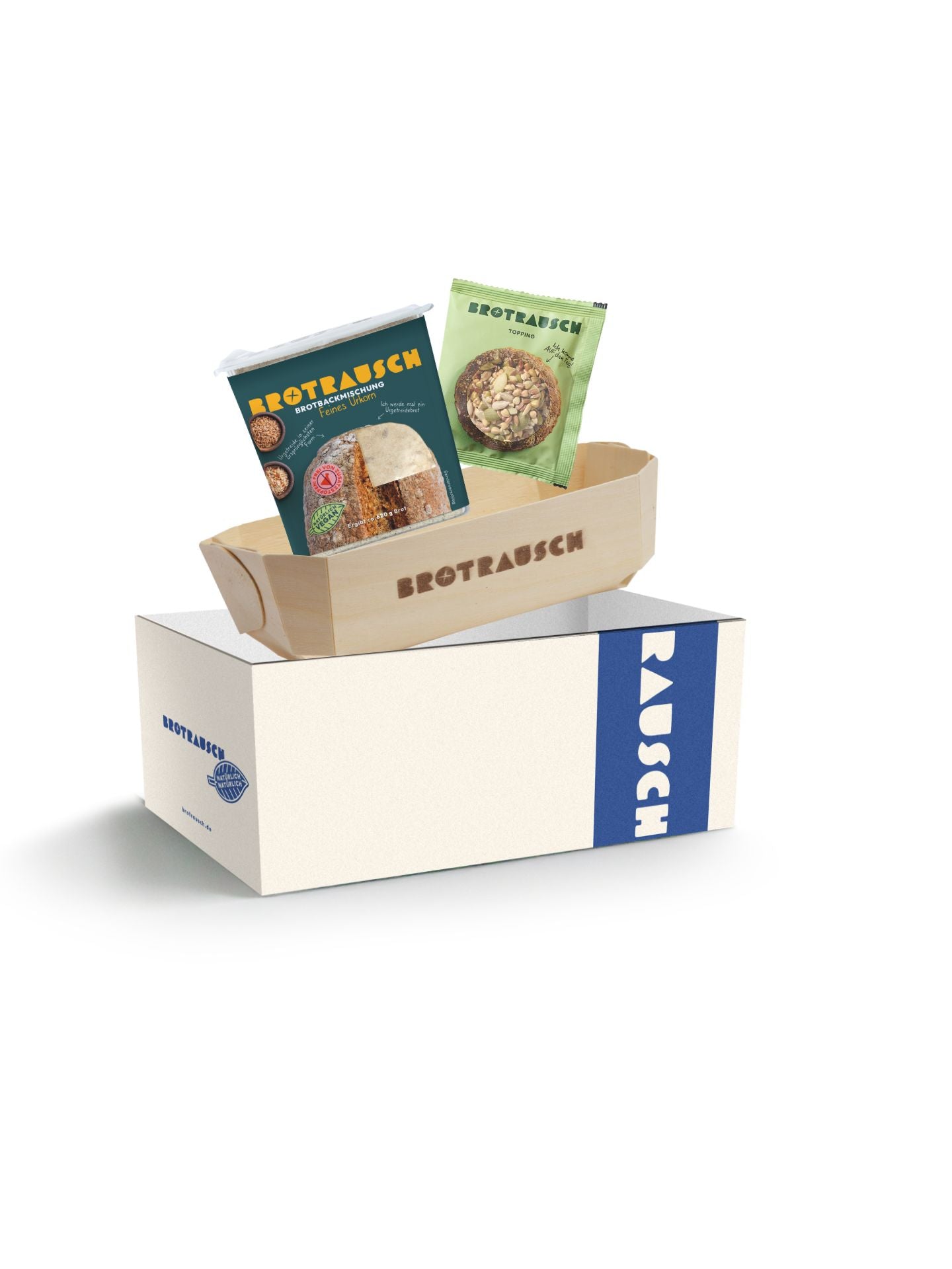 Neutrale Geschenkbox S mit 1x Brotbackmischung (Feines Urkorn)