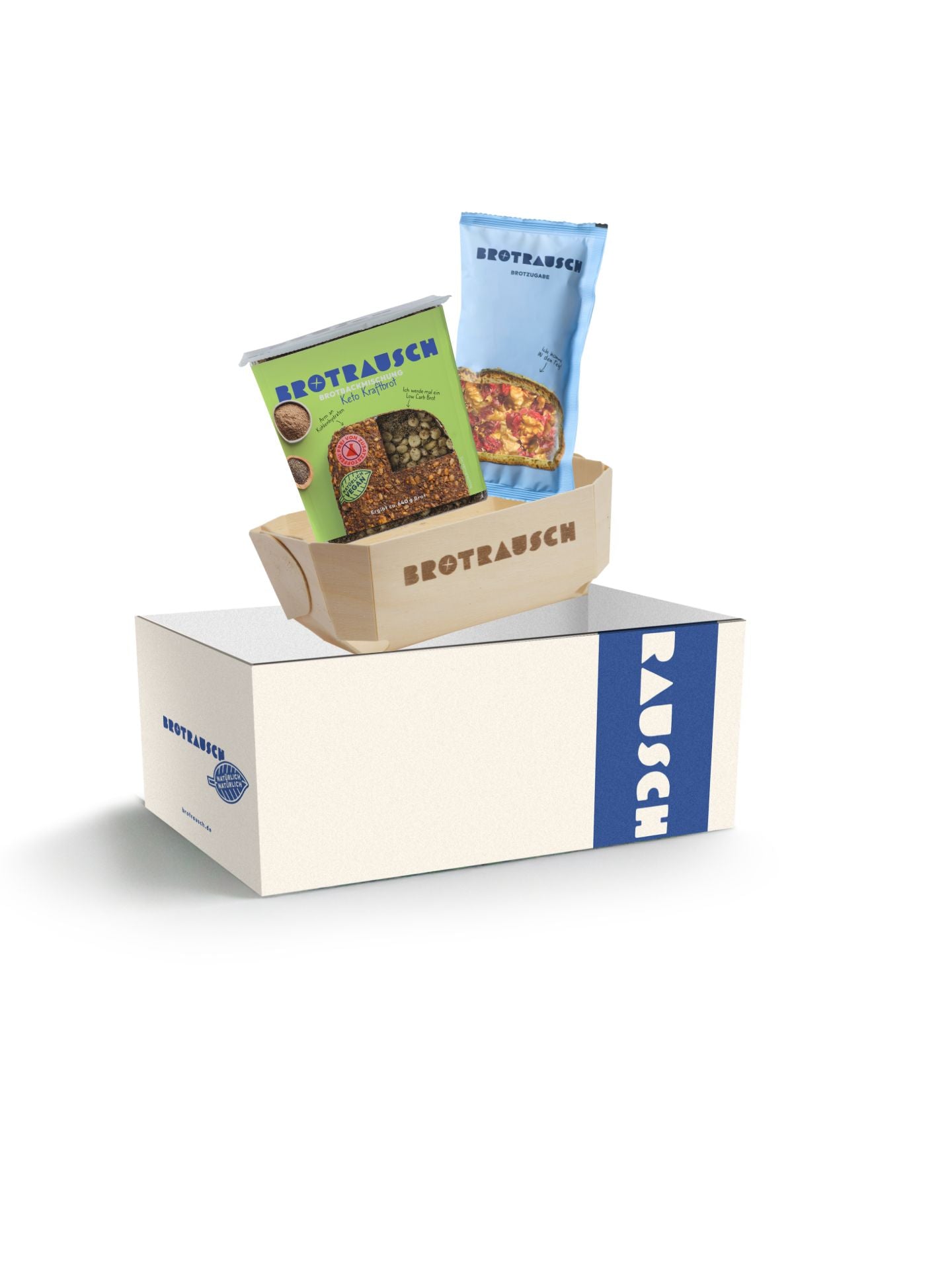 Neutrale Geschenkbox S mit 1x Brotbackmischung (Keto - ohne Gluten)