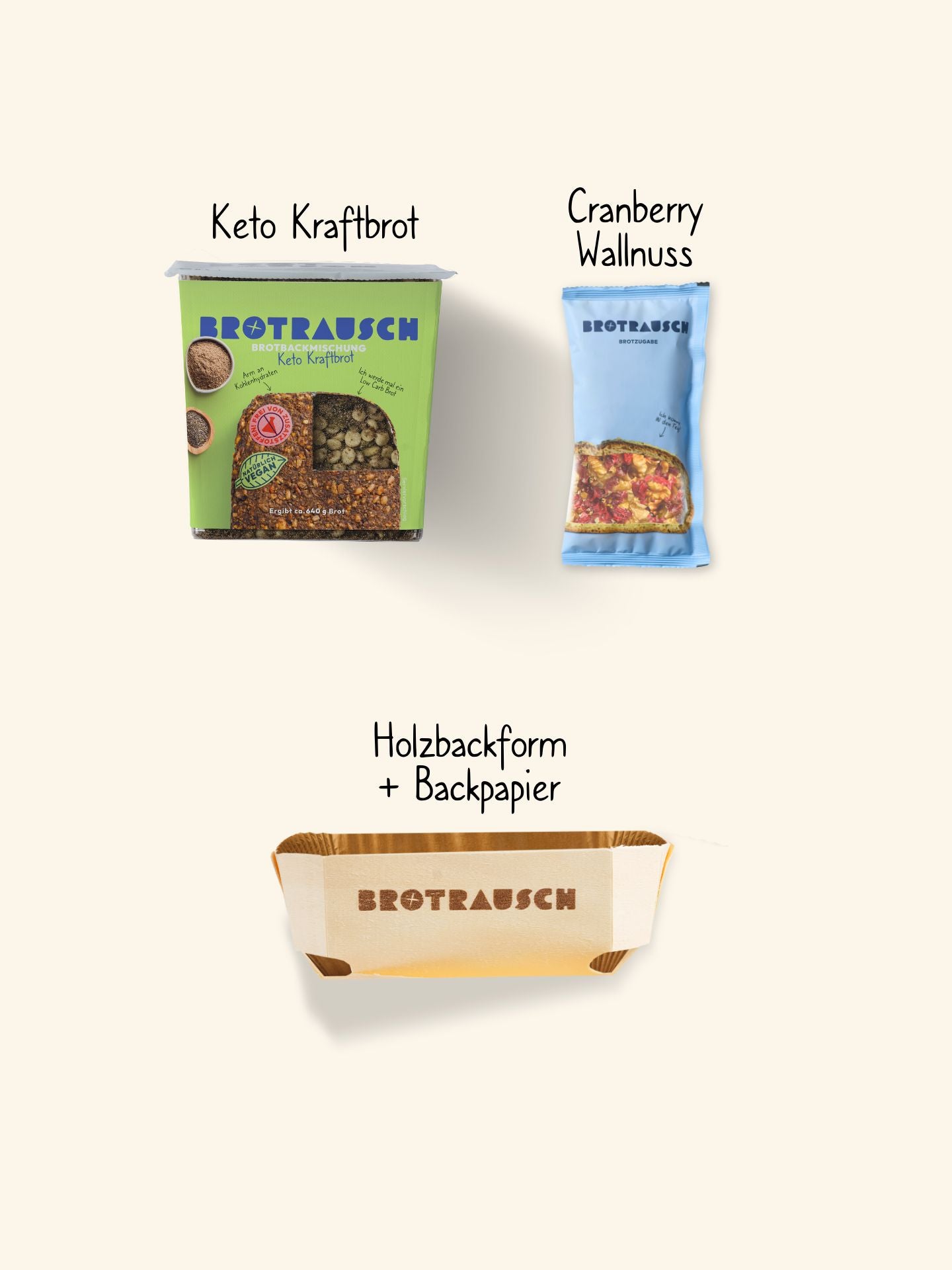 Neutrale Geschenkbox S mit 1x Brotbackmischung (Keto - ohne Gluten)