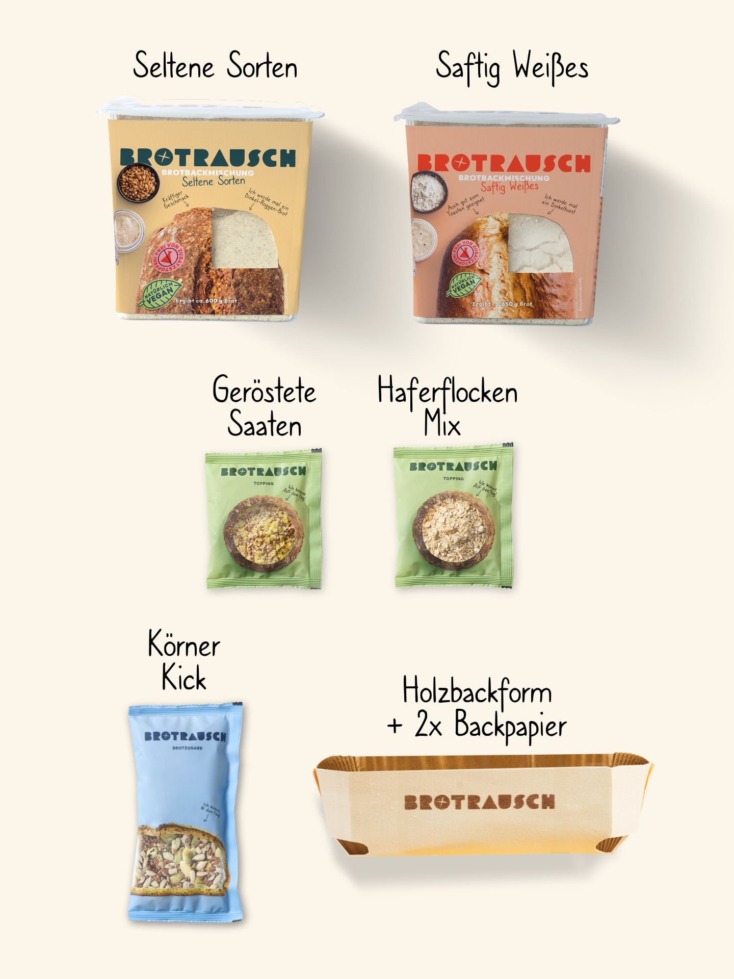 Neutrale Geschenkbox M mit 2x Brotbackmischungen