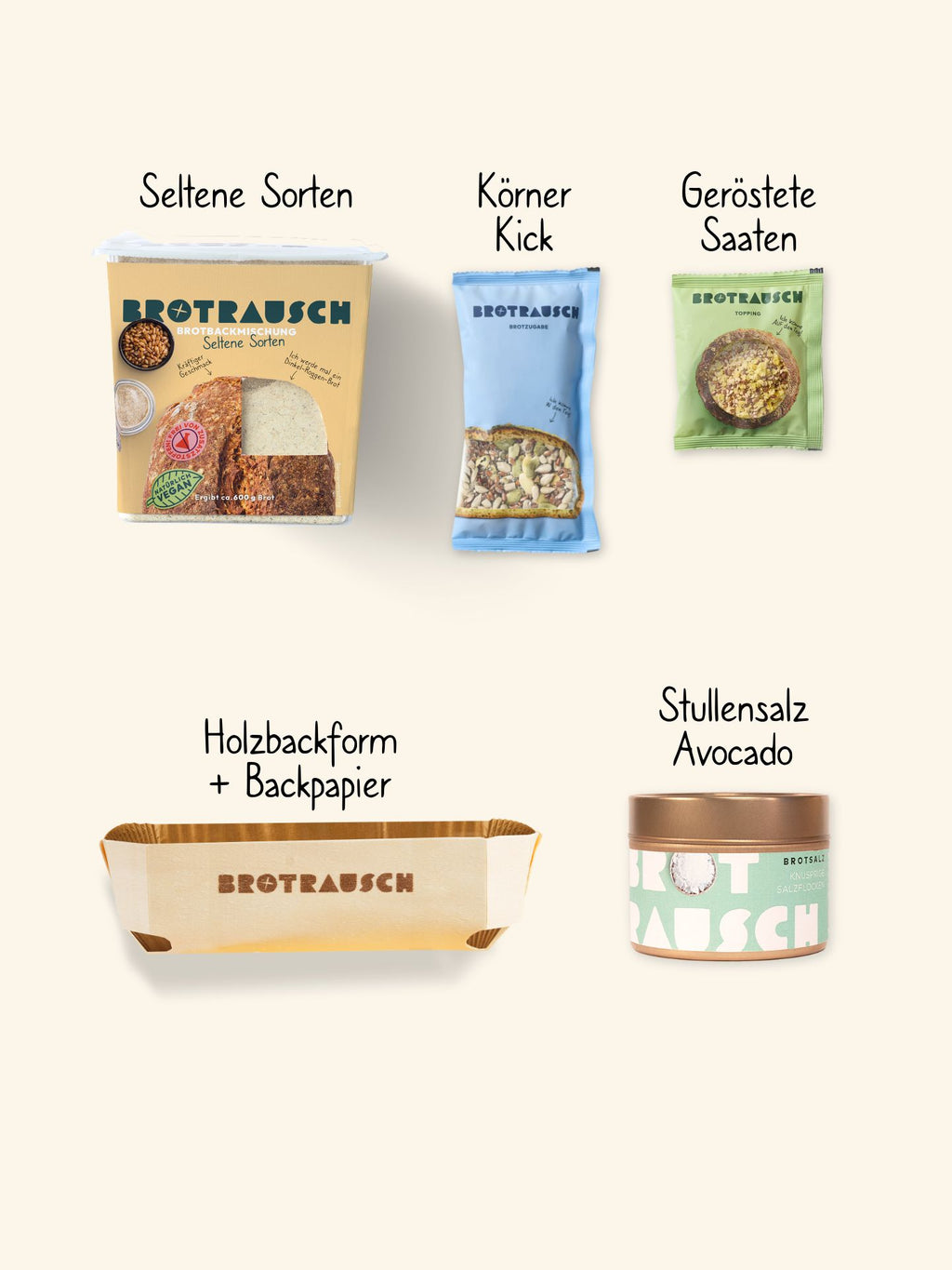 Neutrale Geschenkbox M mit 1x Brotbackmischung & Stullensalz Avocado