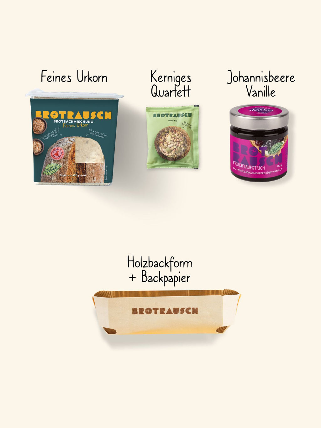 Neutrale Geschenkbox M mit 1x Brotbackmischung & Fruchtaufstrich