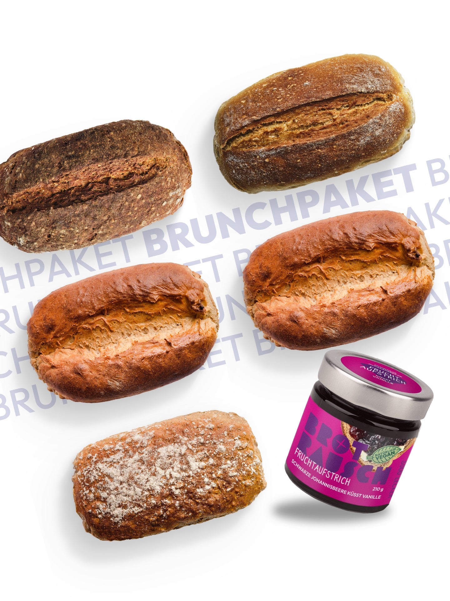 5er Brunchbrotpaket Brotbackmischungen & Fruchtaufstrich