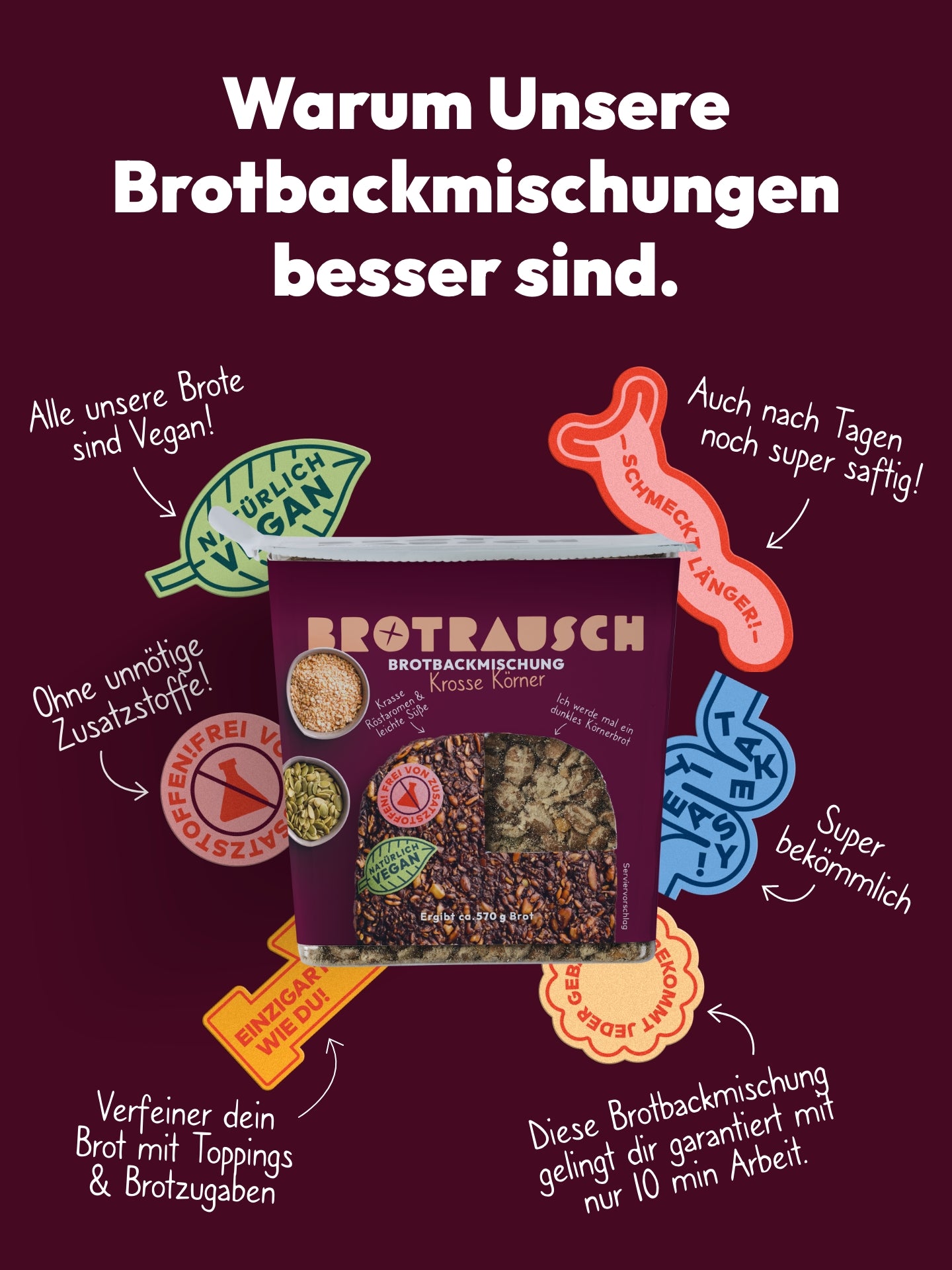 Brotbackmischung für dunkles Körnerbrot | Krosse Körner
