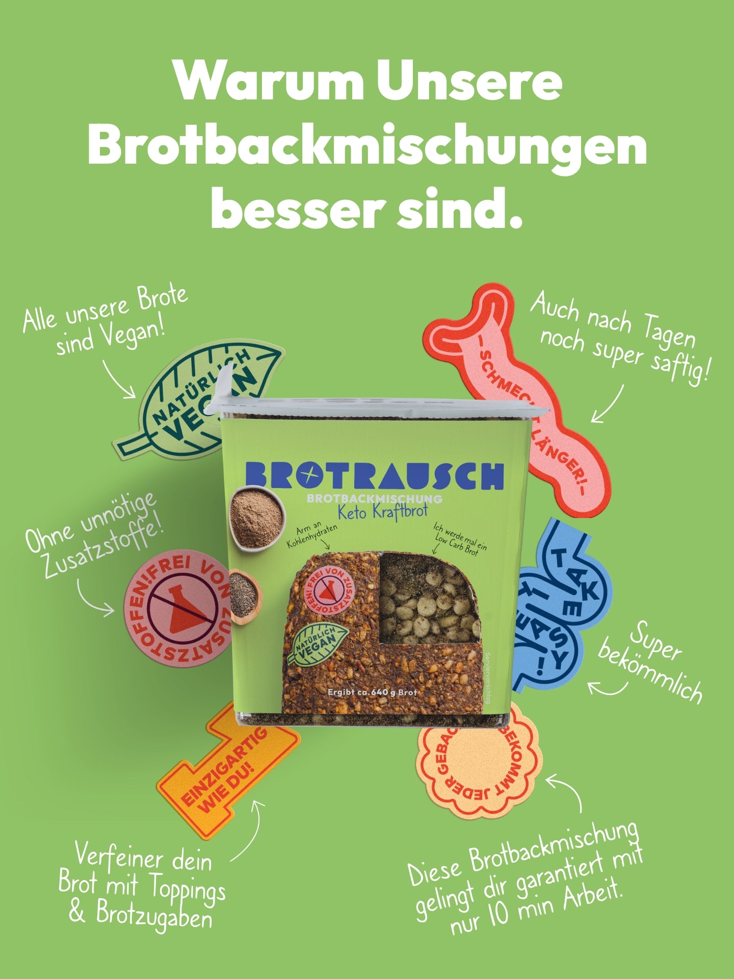 Brotbackmischung für lower carb Brot | Keto Kraftbrot