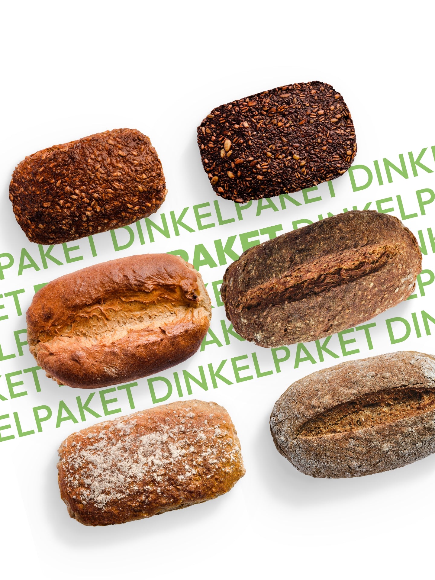 6er Dinkelbrotpaket Brotbackmischungen inkl. Holzbackformen