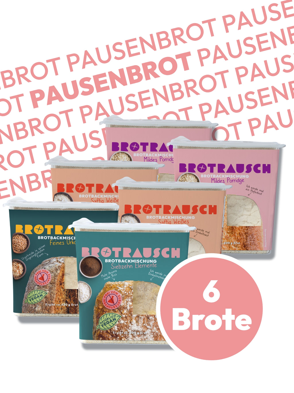 6er Pausenbrotpaket Brotbackmischungen