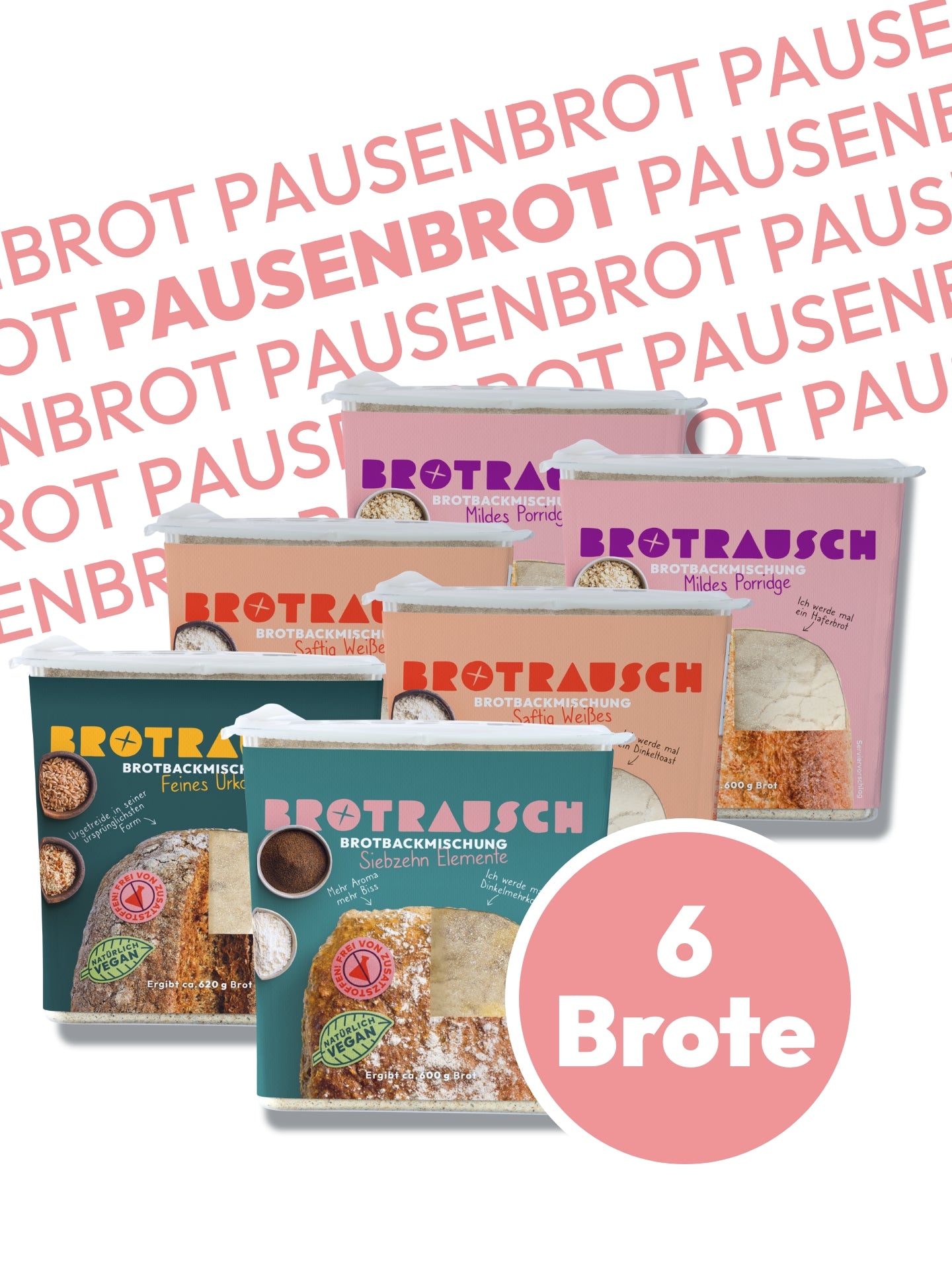 6er Pausenbrotpaket Brotbackmischungen