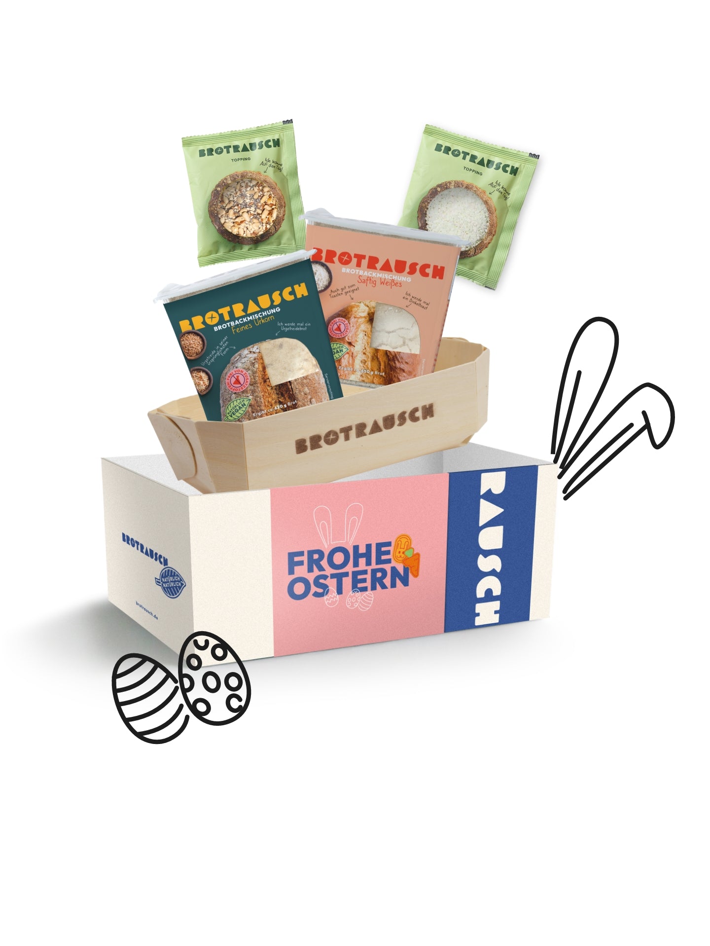 Ostern Geschenkbox mit Backmischung für Hefezopf & 1x Brotbackmischung