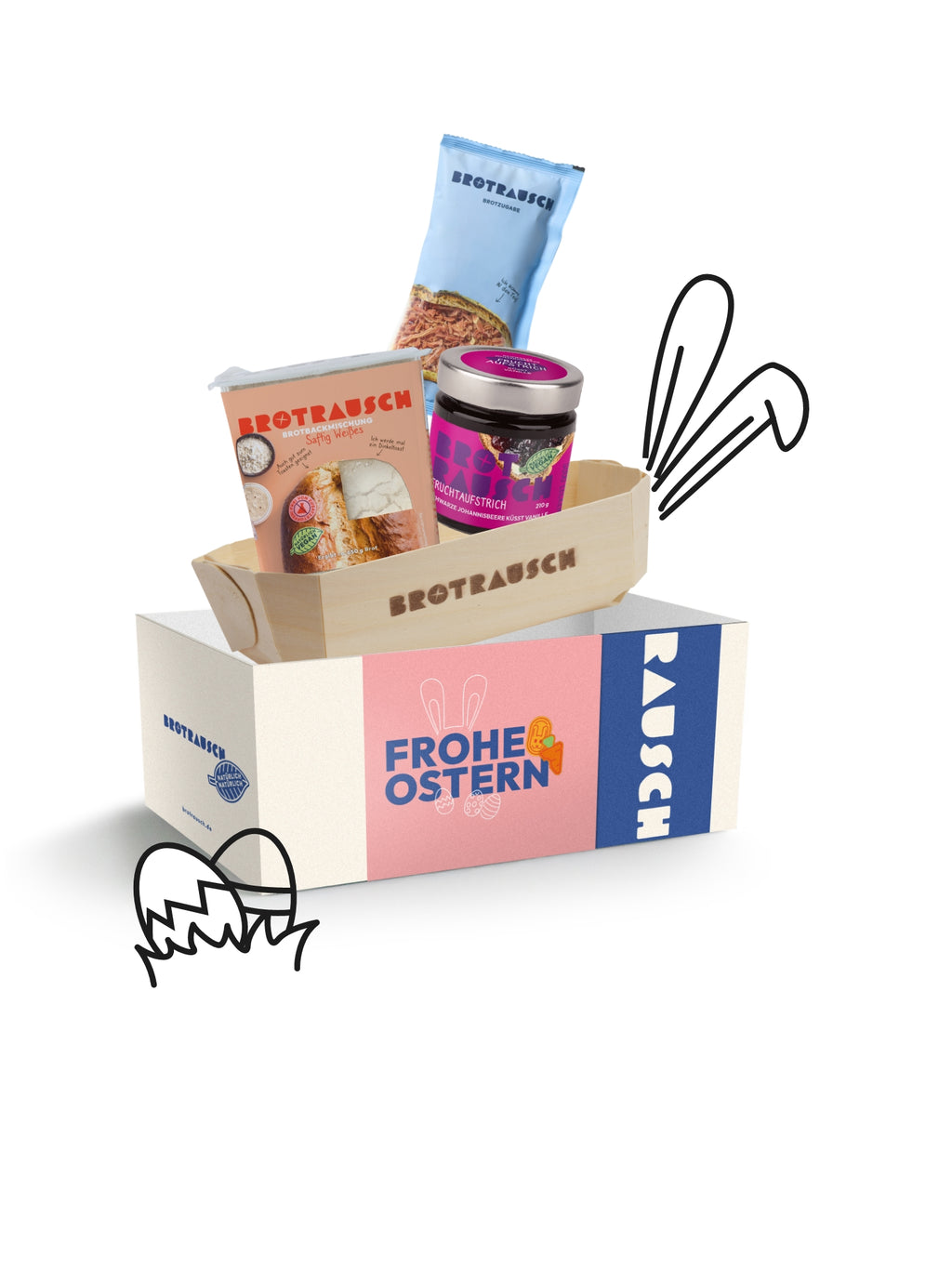 Ostern Geschenkbox mit 1x Brotbackmischung & Fruchtaufstrich