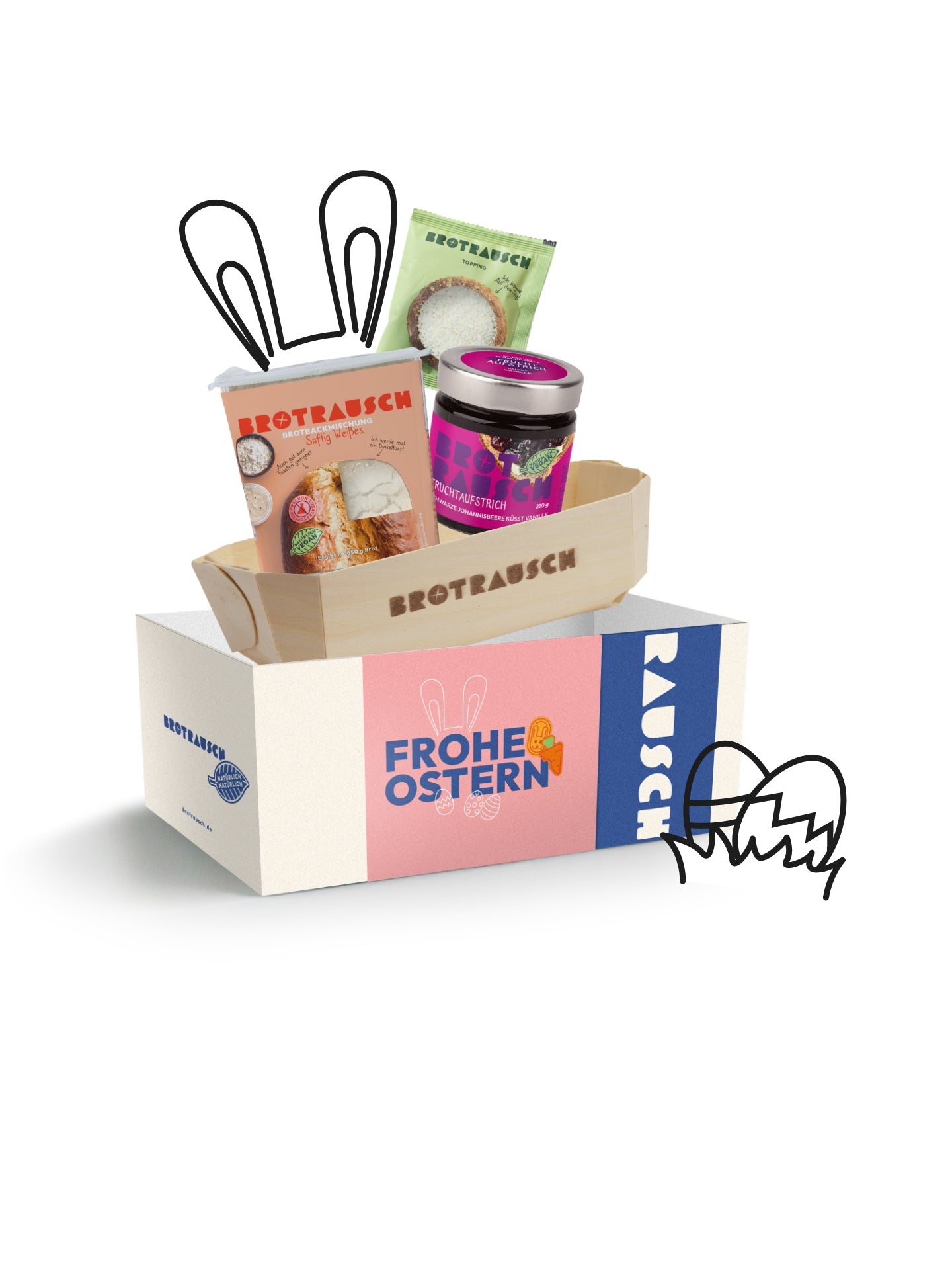 Ostern Geschenkbox mit Backmischung für Hefezopf & Fruchtaufstrich
