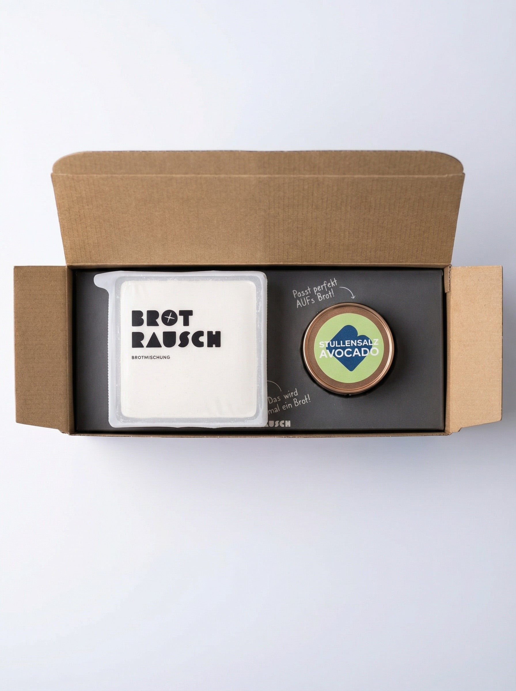 Mitbringsel Geschenkbox M mit 1x Brotbackmischung & Stullensalz Avocado