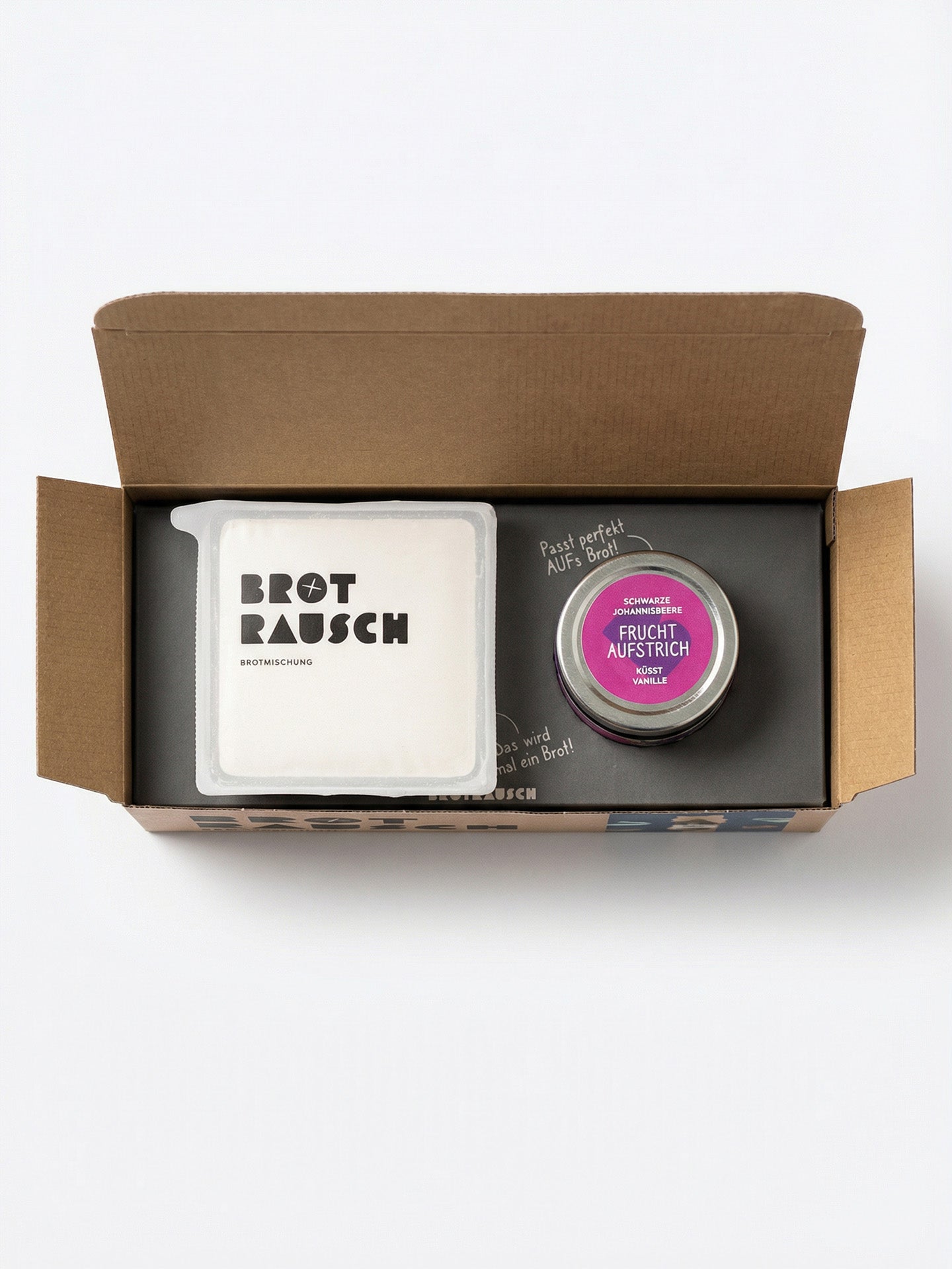 Mitbringsel Geschenkbox M mit 1x Brotbackmischung & Fruchtaufstrich