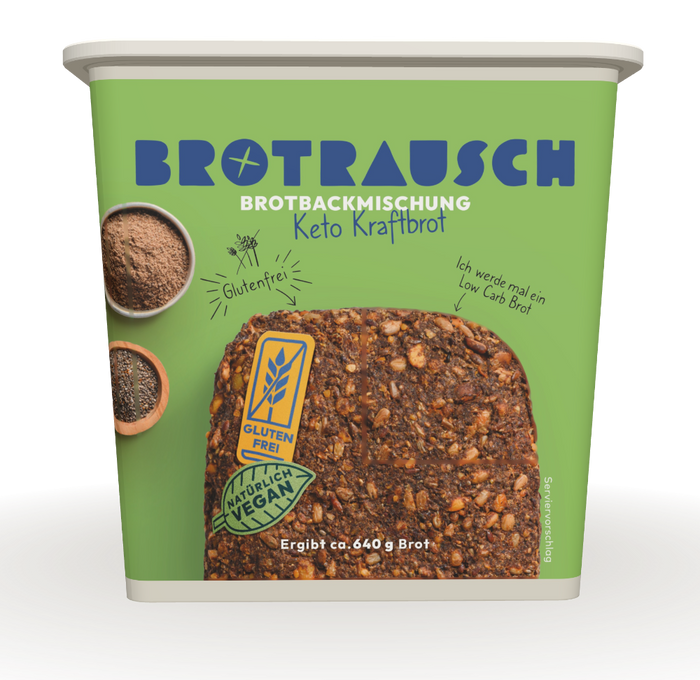 Brotrausch Brotbackmischung Keto Kraftbrot, glutenfrei und low carb, ergibt ca. 640 g Brot