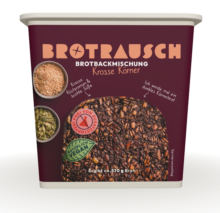 Brotrausch Brotbackmischung Krosse Körner für ein dunkles Körnerbrot, ergibt ca. 570 g Brot