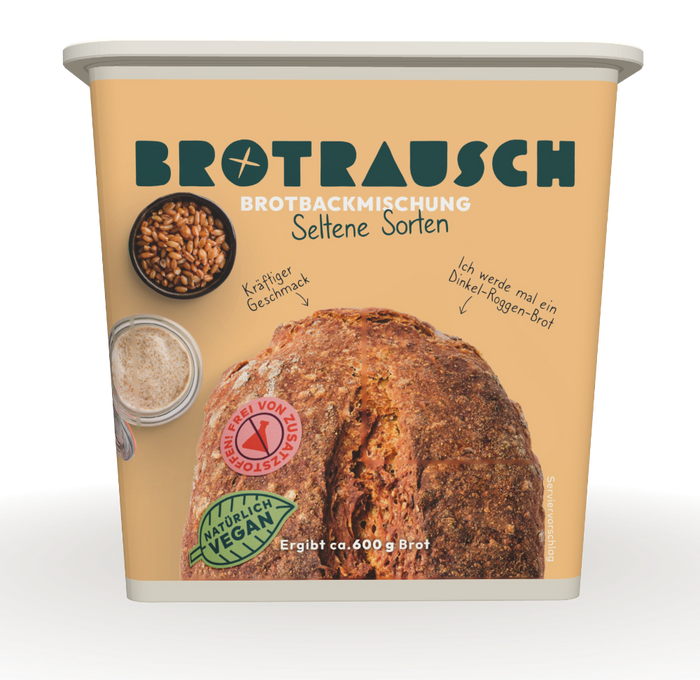 Brotrausch Brotbackmischung Seltene Sorten für ein Dinkel-Roggen-Brot, ergibt ca. 600 g Brot