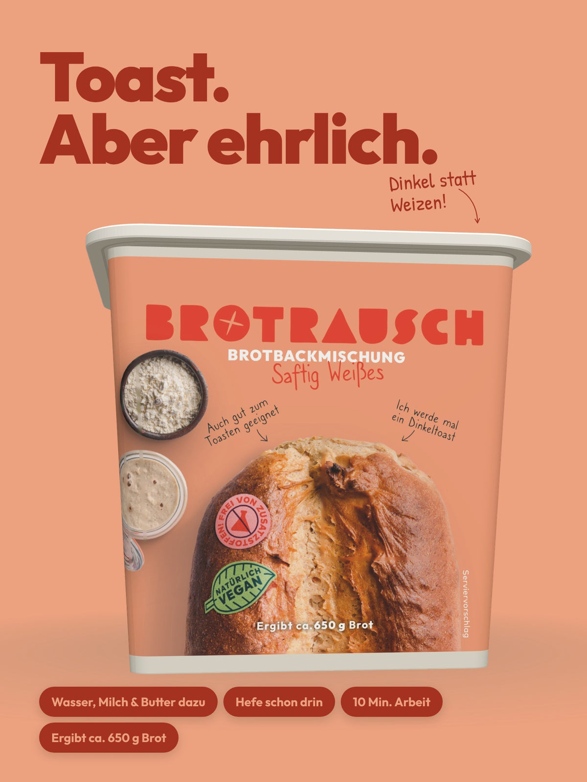 Brotbackmischung für Dinkeltoast | Saftig Weißes